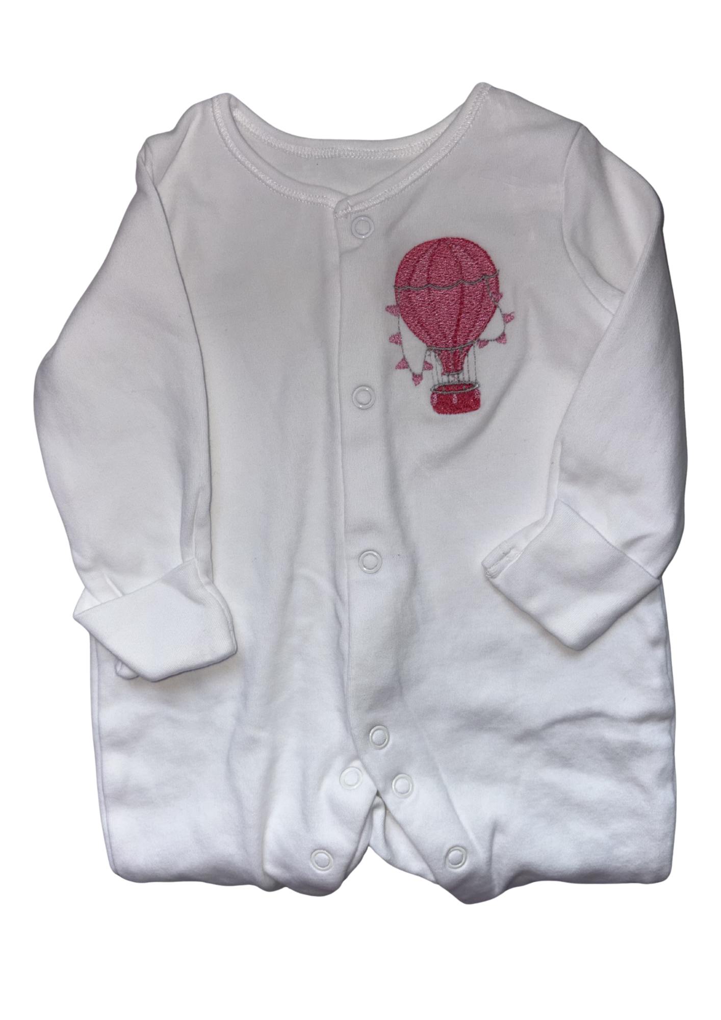Pink Cellular Blanket, Sleepsuit and Vest Set- Hot Air Balloon Design