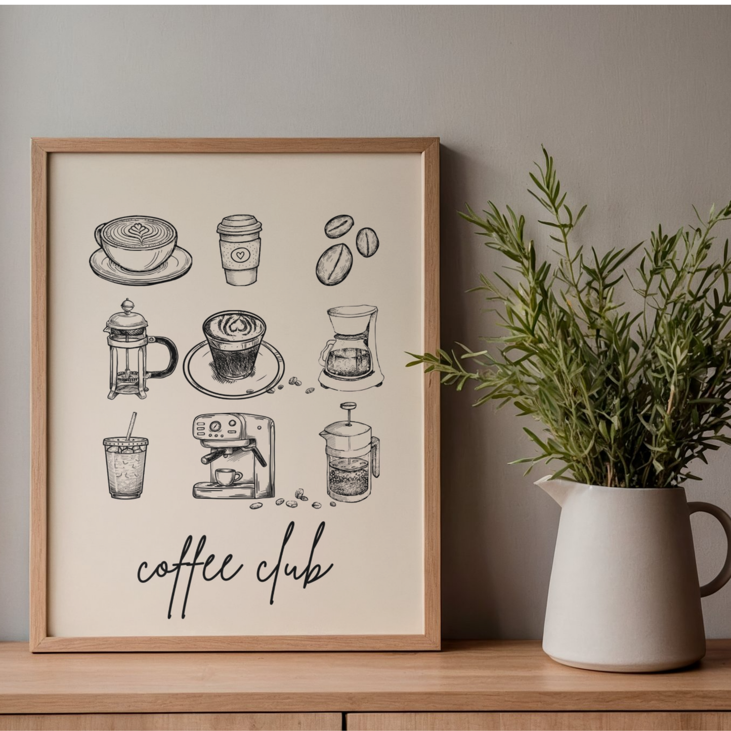 Coffee Time Wall Art Printable | Kitchen Print | Coffee Lover Home Decor | Digital Download A4 and A5