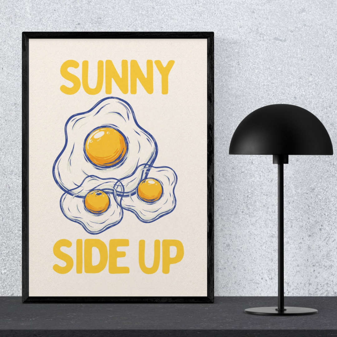 Sunny Side Up Wall Art Printable | Breakfast Food Print | Home Decor | Digital Download A4 and A5