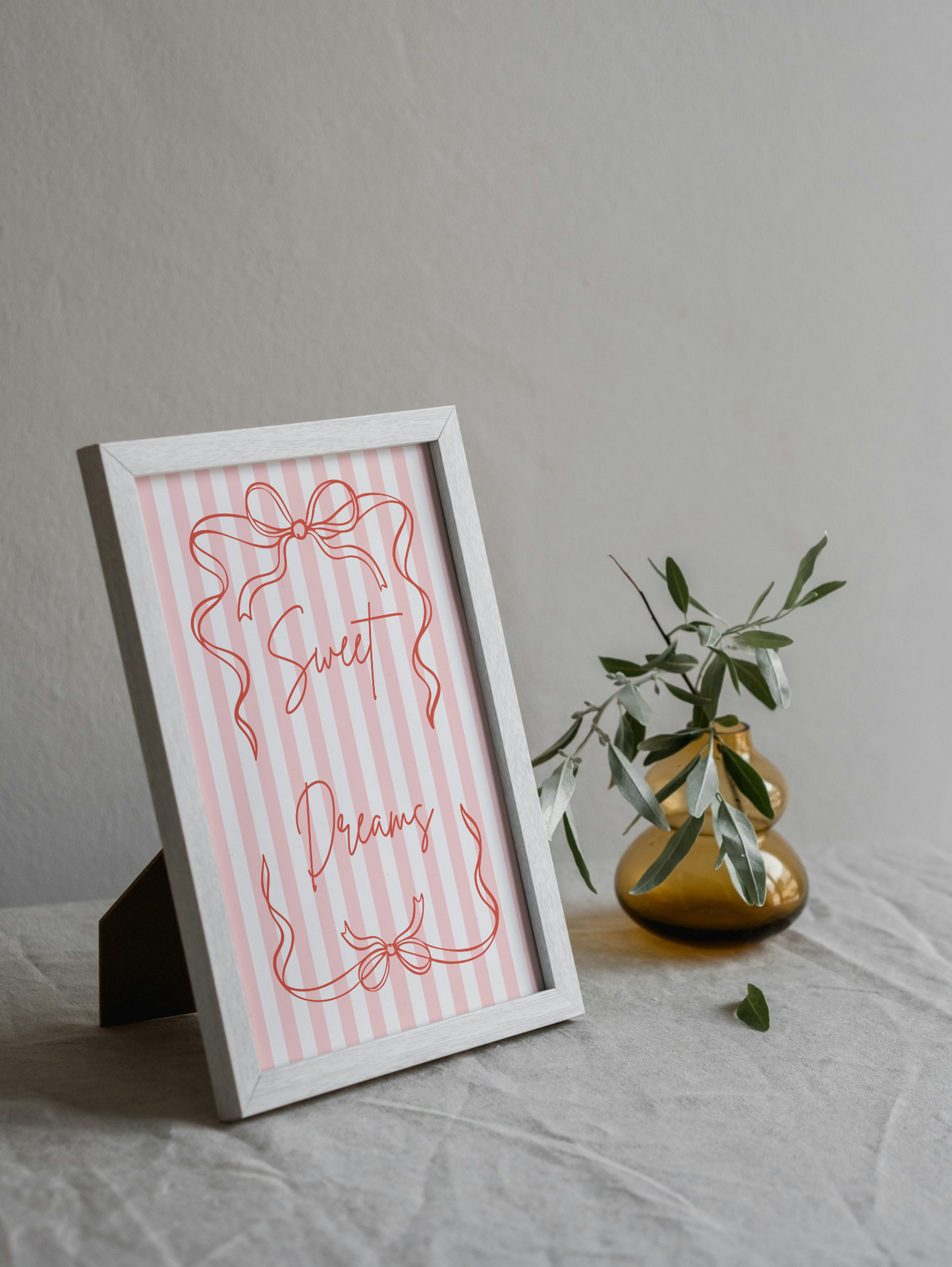 Sweet Dreams Wall Art Printable | Pink Bedroom Print | Girly Home Decor | Digital Download A4 and A5