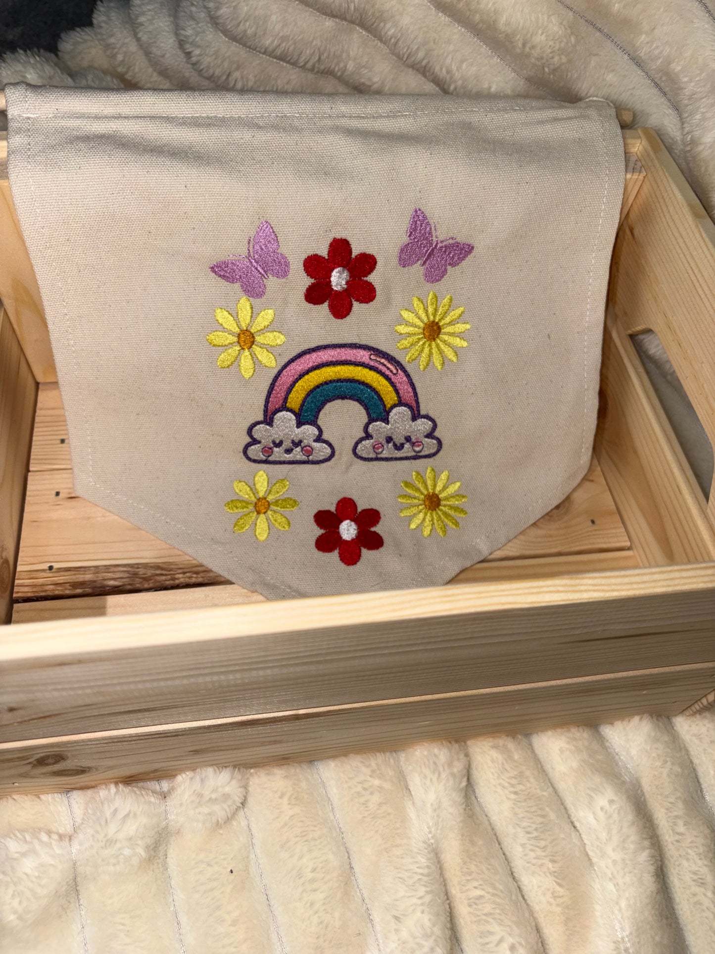 Rainbow and Flowers Wall Banner Room Decor Nursery