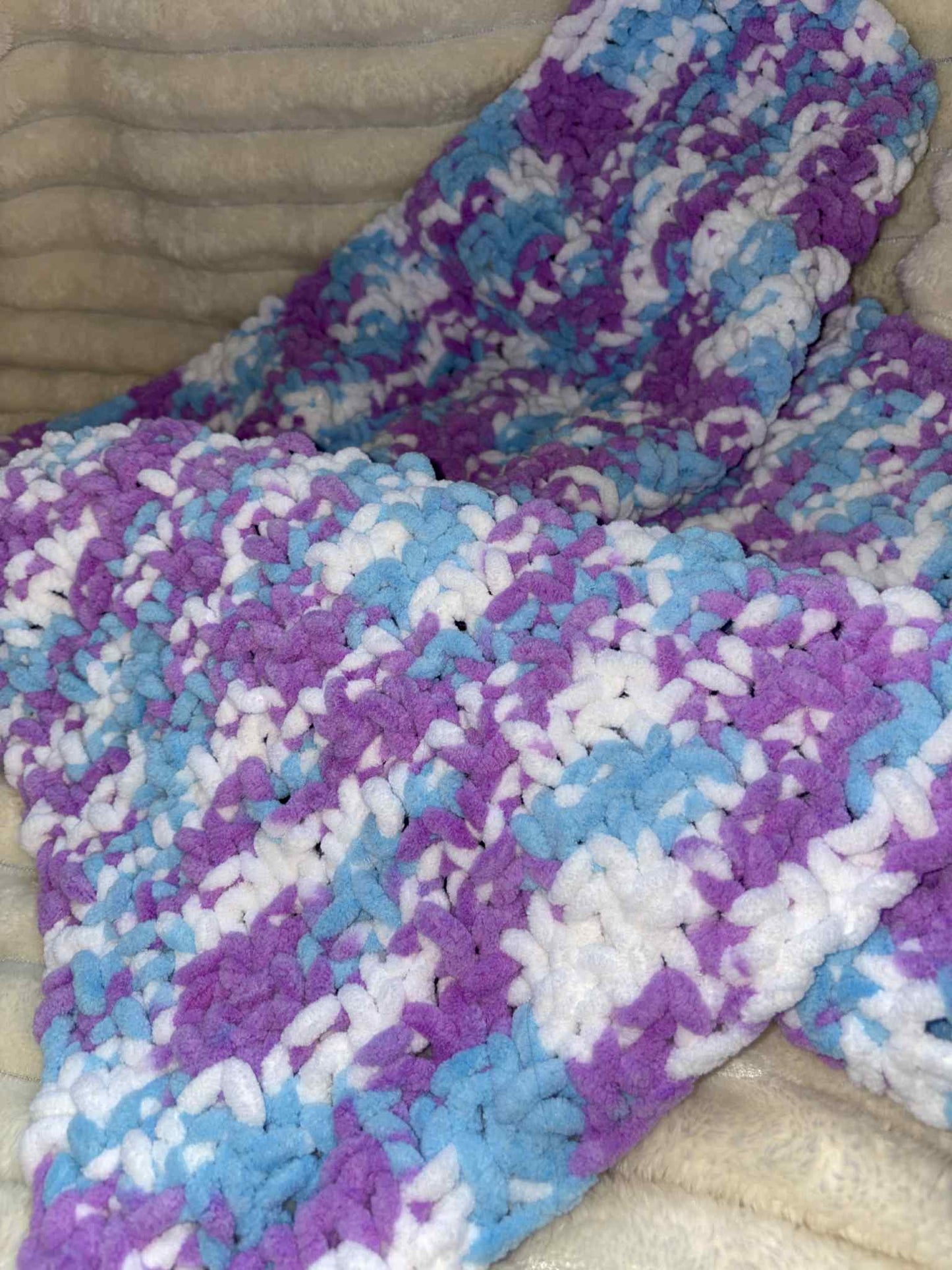 Hand Knitted Needle Knitted Baby Pram Blanket , Multicolour Bubblegum 25x30inch