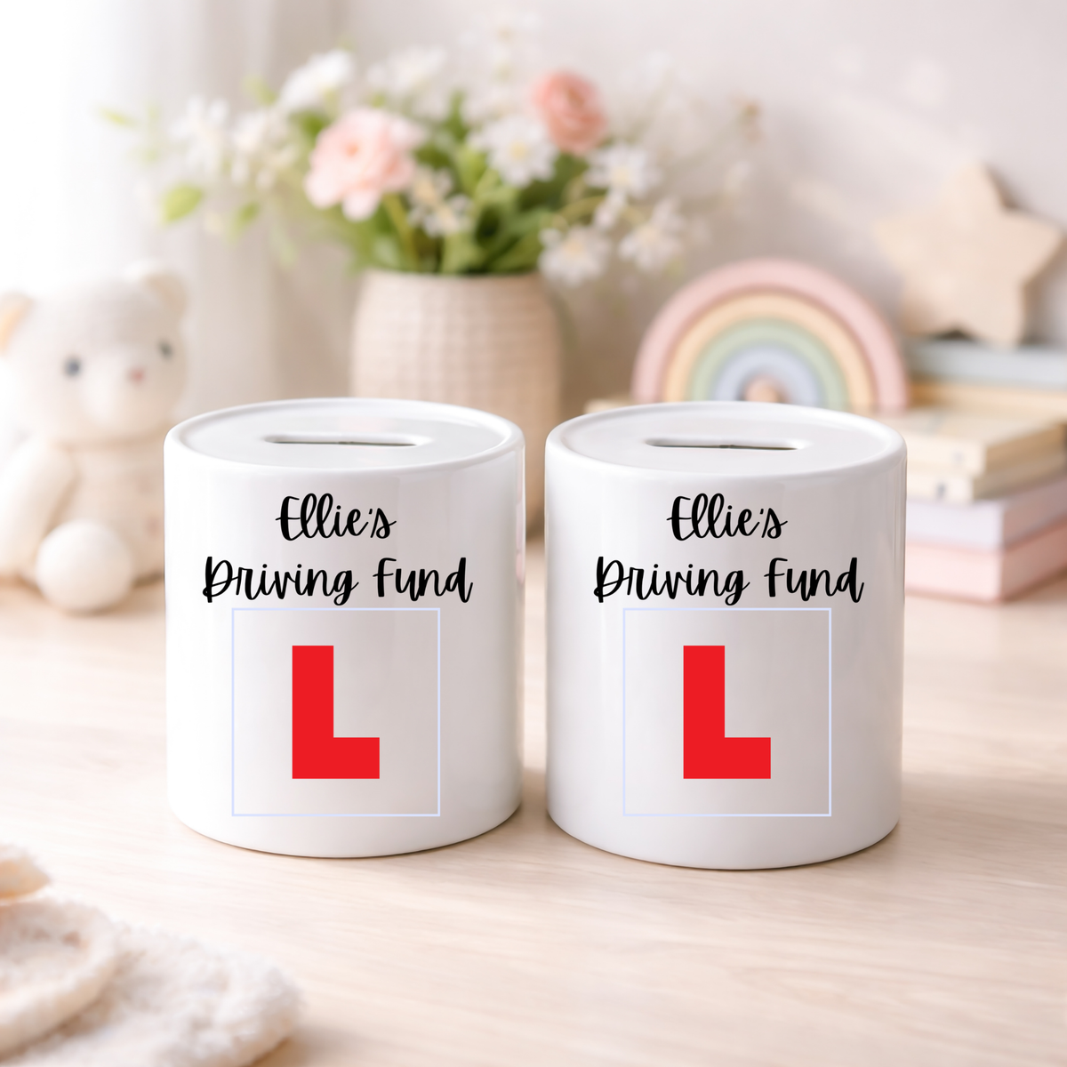 Personalised Money Box Ceramic Piggy Bank Driving Fund