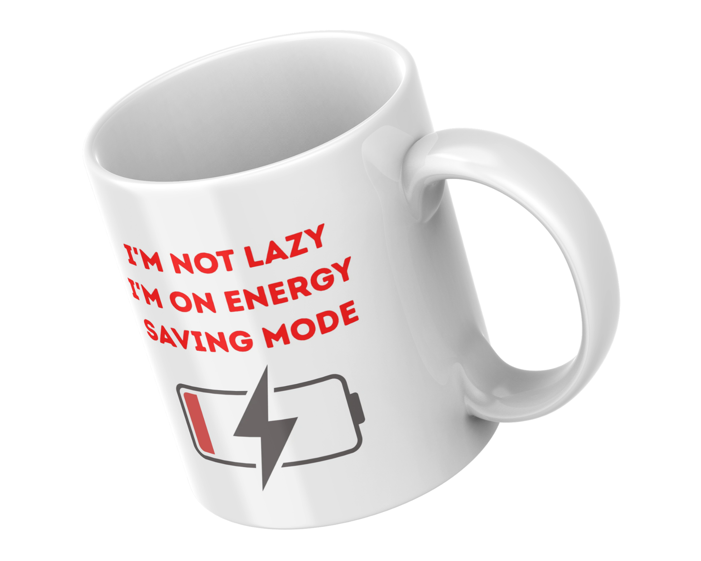 Energy Saving Mode Mug | Funny Battery Low Coffee Cup | Sarcastic Gift