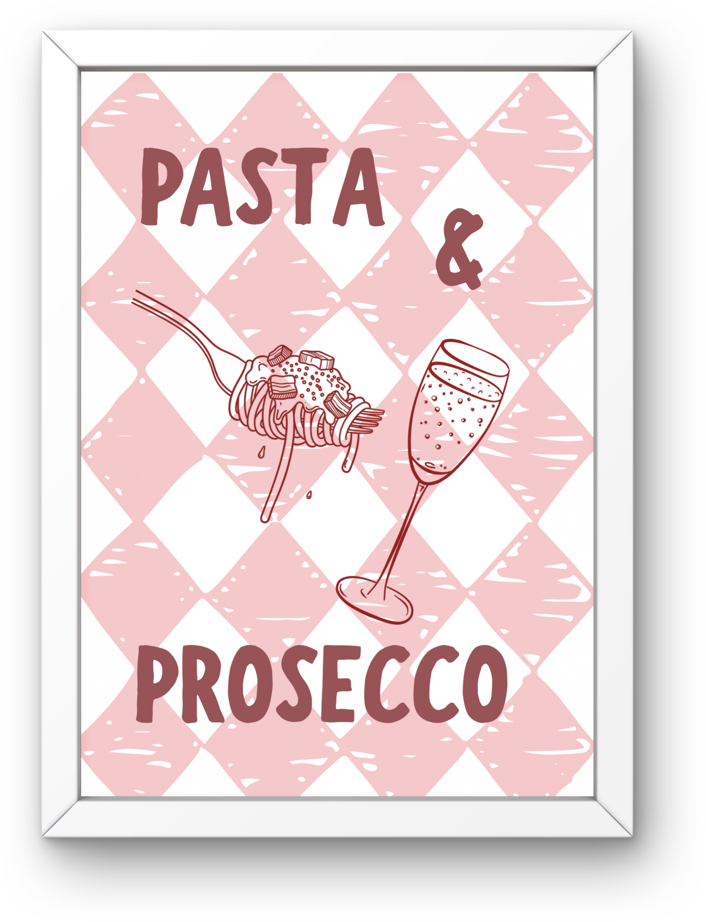 Pasta & Prosecco Wall Art Printable | Pink Kitchen Print | Food  Drink Poster | Girly Home Decor | Digital Download A4 and A5