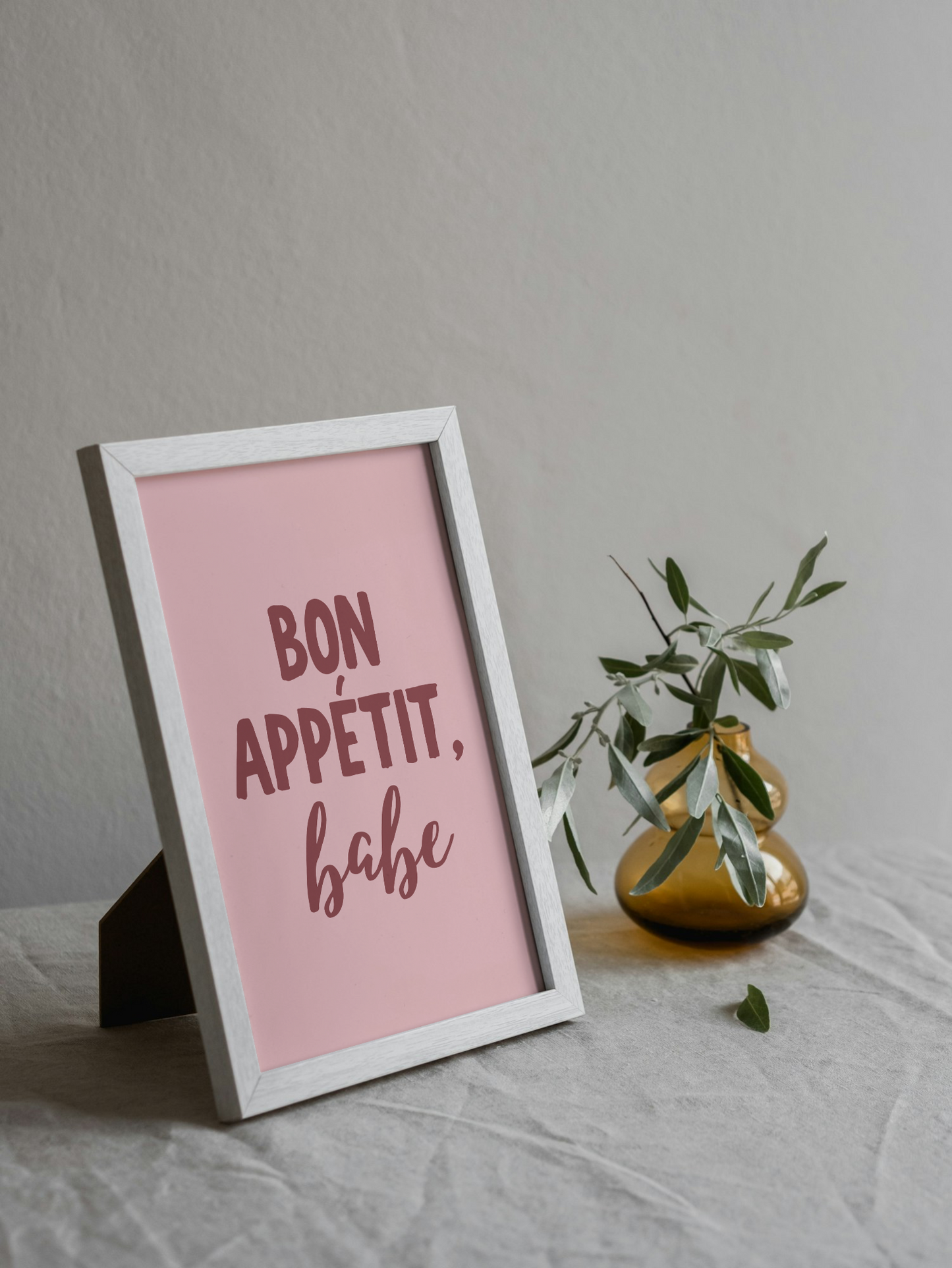 Bon Appetit Babe Wall Art Printable | Pink Kitchen Print | Girly Home Decor | Digital Download A4 and A5