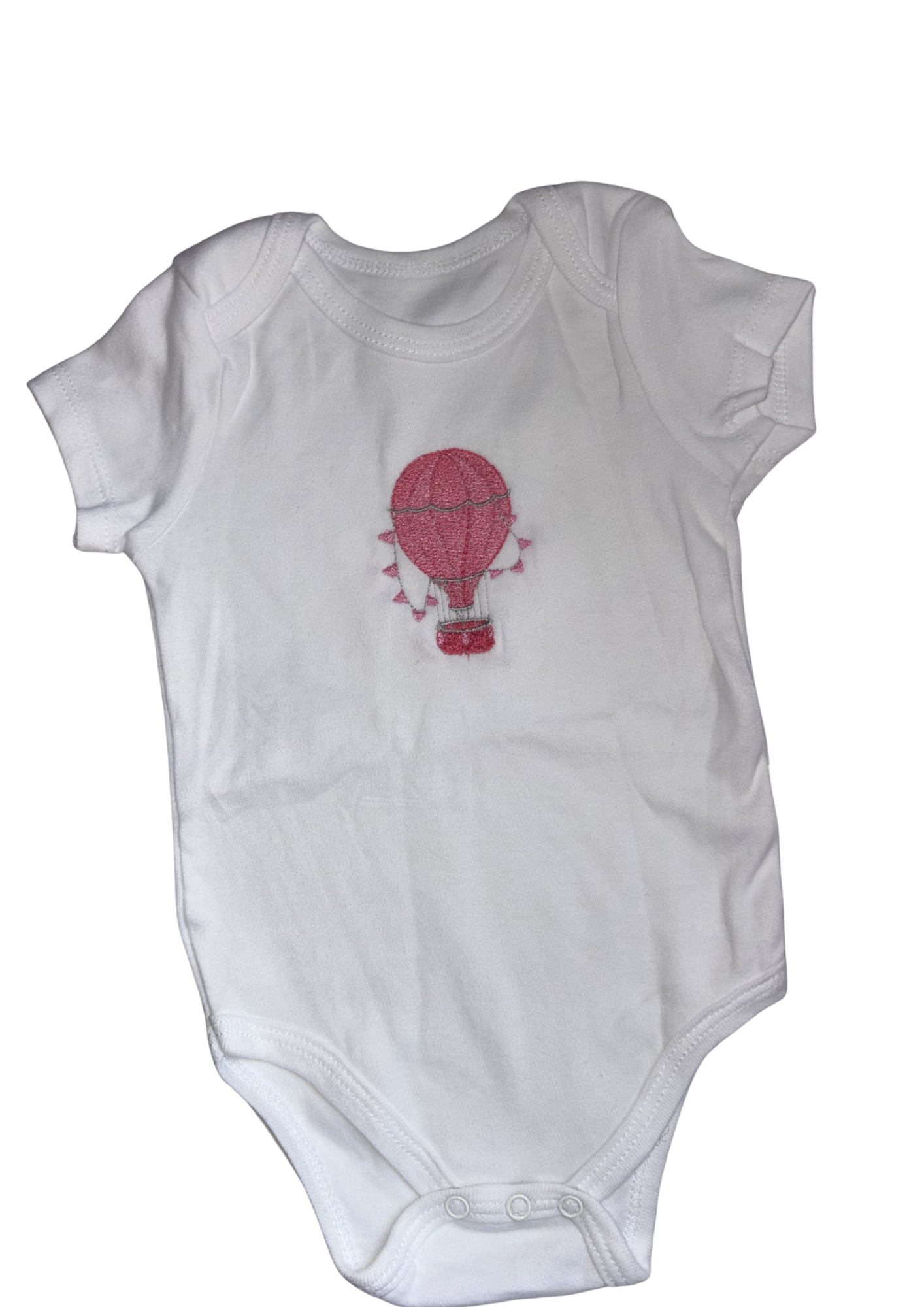 Pink Cellular Blanket, Sleepsuit and Vest Set- Hot Air Balloon Design
