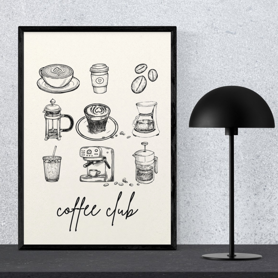 Coffee Time Wall Art Printable | Kitchen Print | Coffee Lover Home Decor | Digital Download A4 and A5