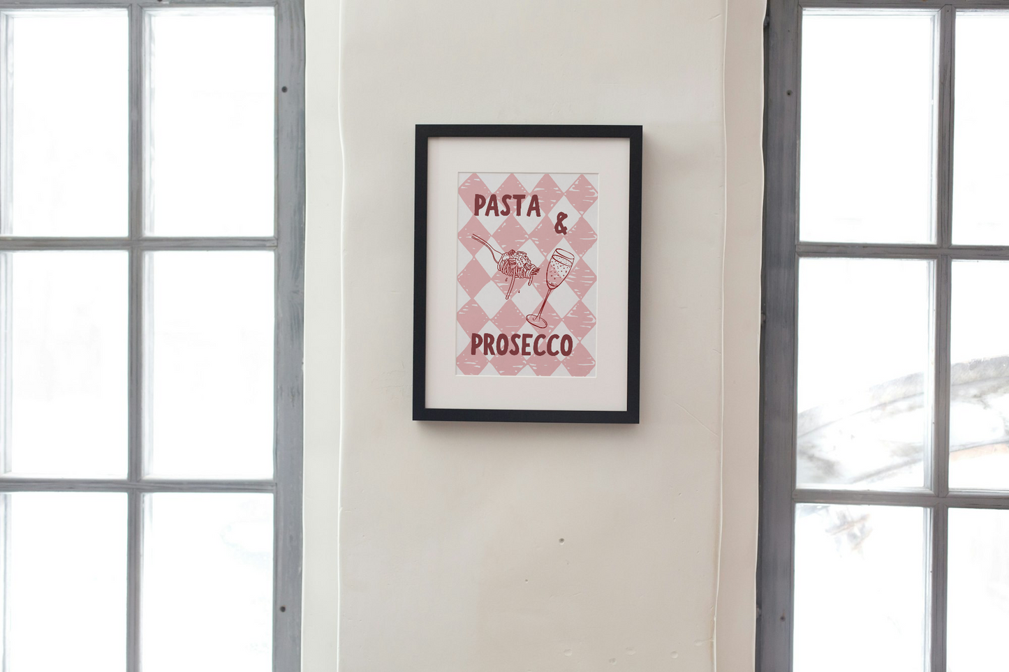Pasta & Prosecco Wall Art Printable | Pink Kitchen Print | Food  Drink Poster | Girly Home Decor | Digital Download A4 and A5