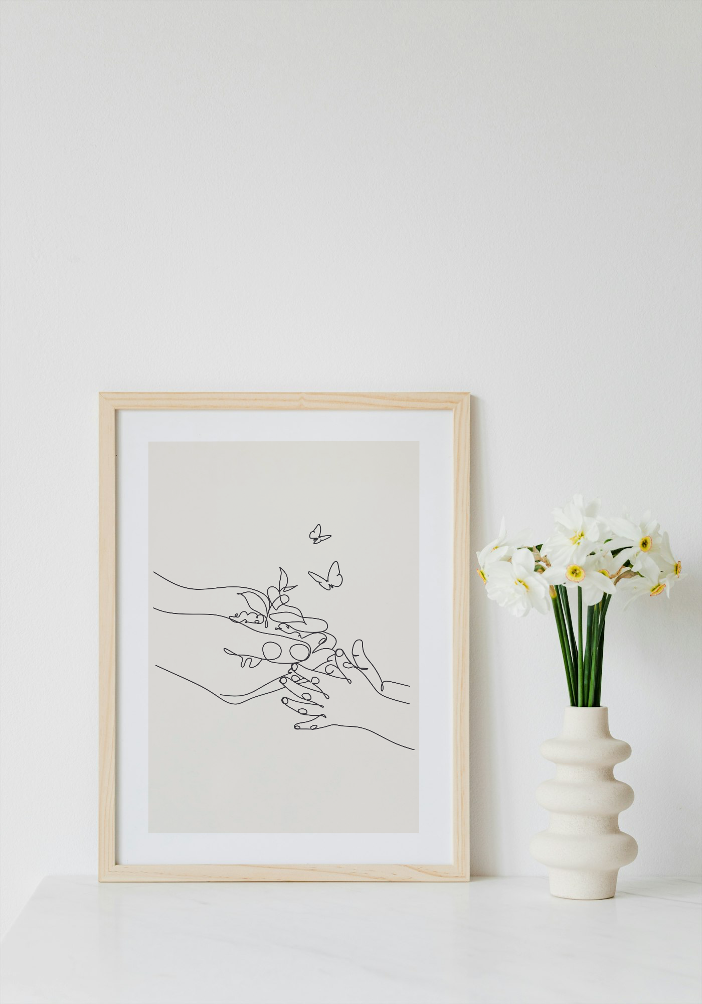 Fine Line Parent-Child Butterfly Hands Wall Art Printable | Cute Wall Art | Parent Child New Baby Home Decor | Digital Download A4 and A5