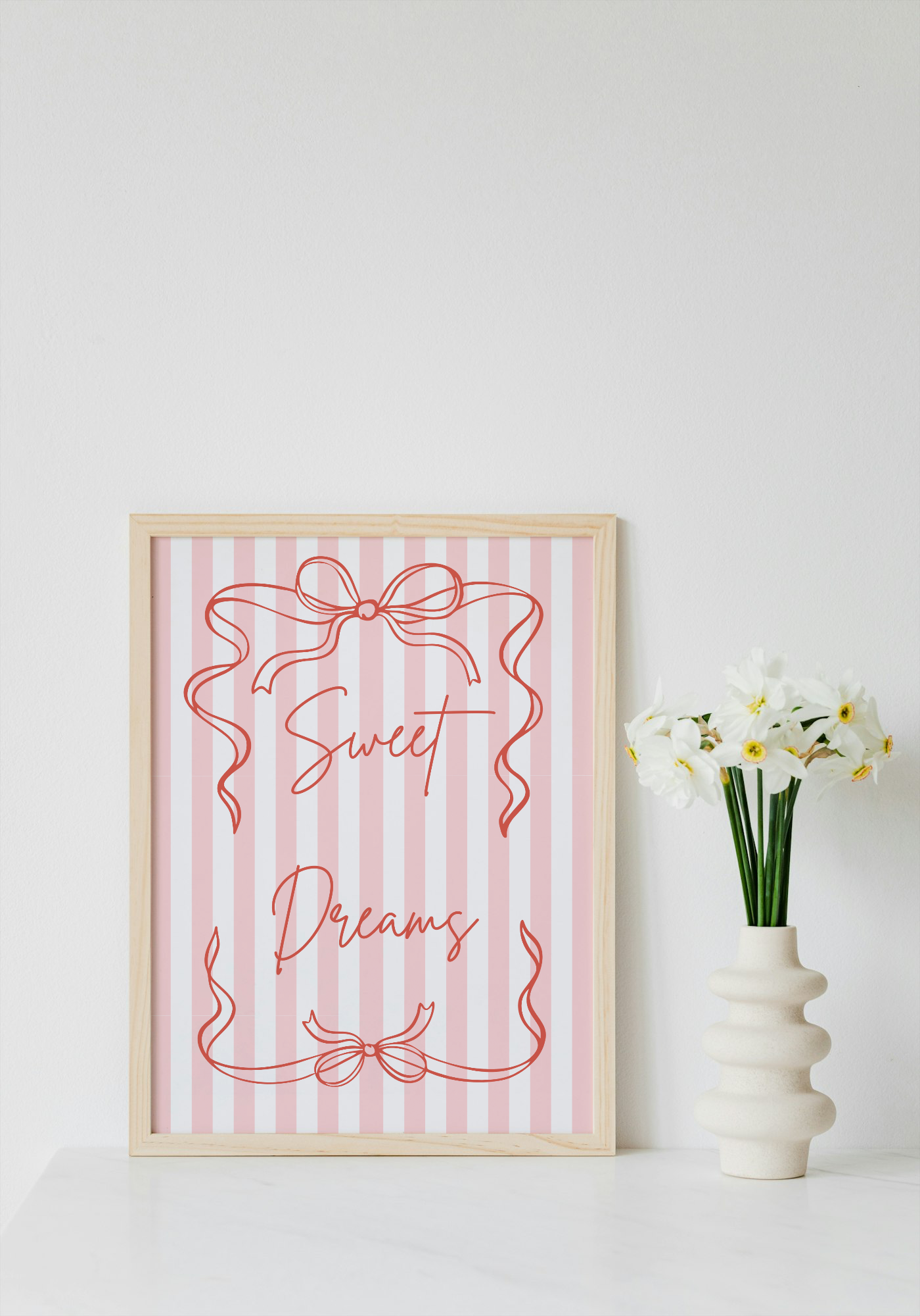 Sweet Dreams Wall Art Printable | Pink Bedroom Print | Girly Home Decor | Digital Download A4 and A5