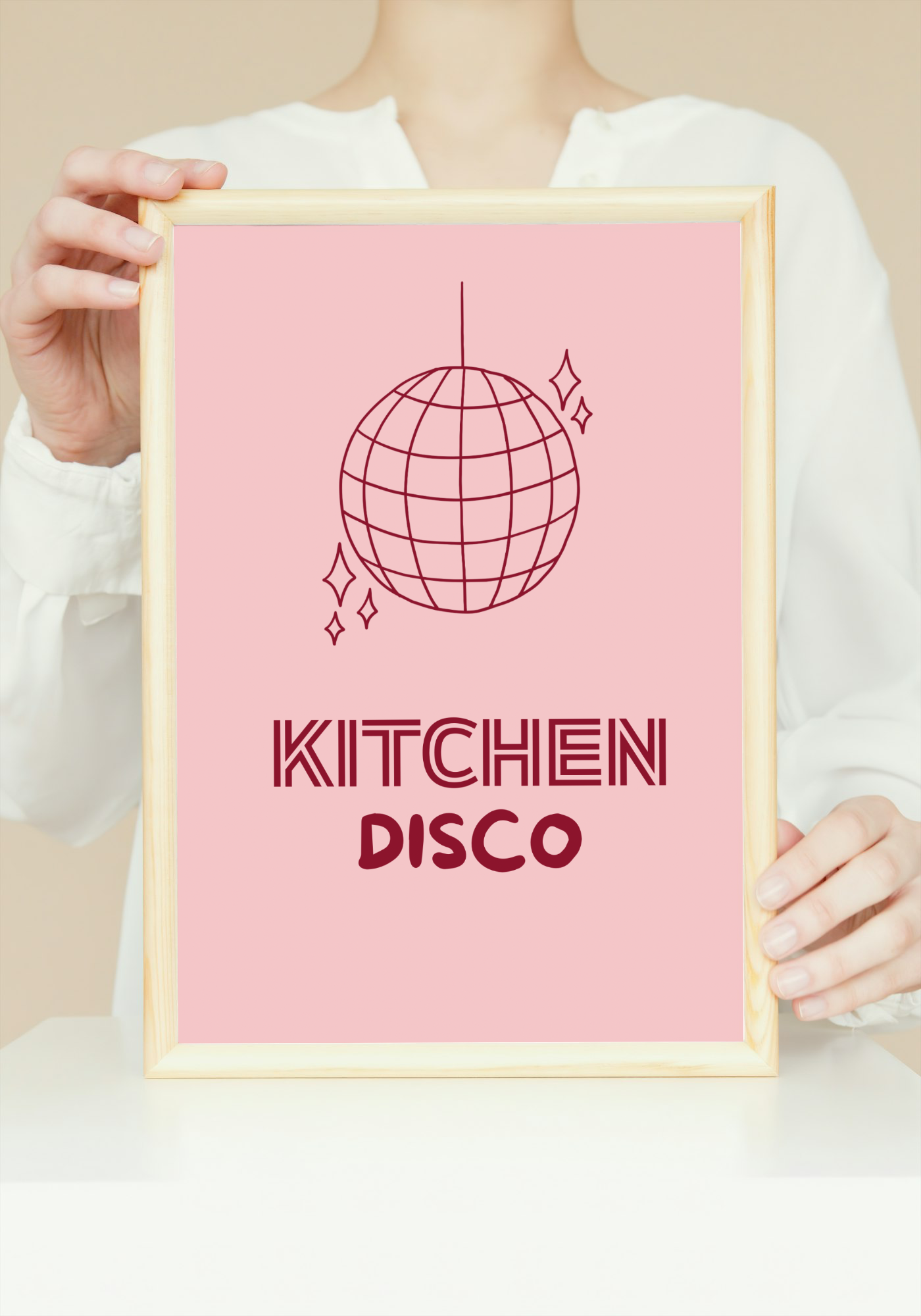 Kitchen Disco Wall Art Printable | Pink Kitchen Print | Girly Home Decor | Digital Download A4 and A5