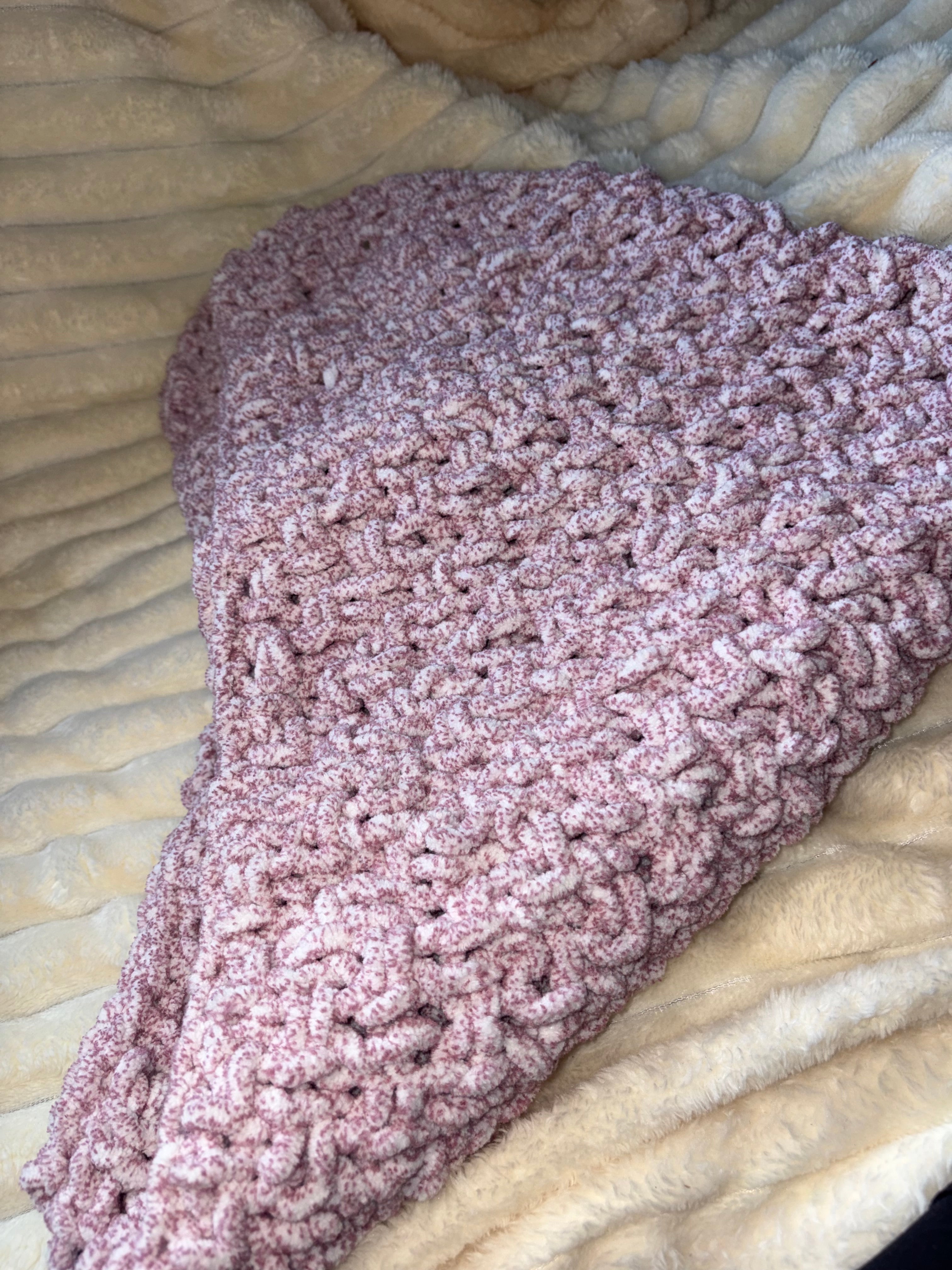 Hand Knitted Needle Knitted Baby Pram Blanket , Multicolour Pink 25x30inch