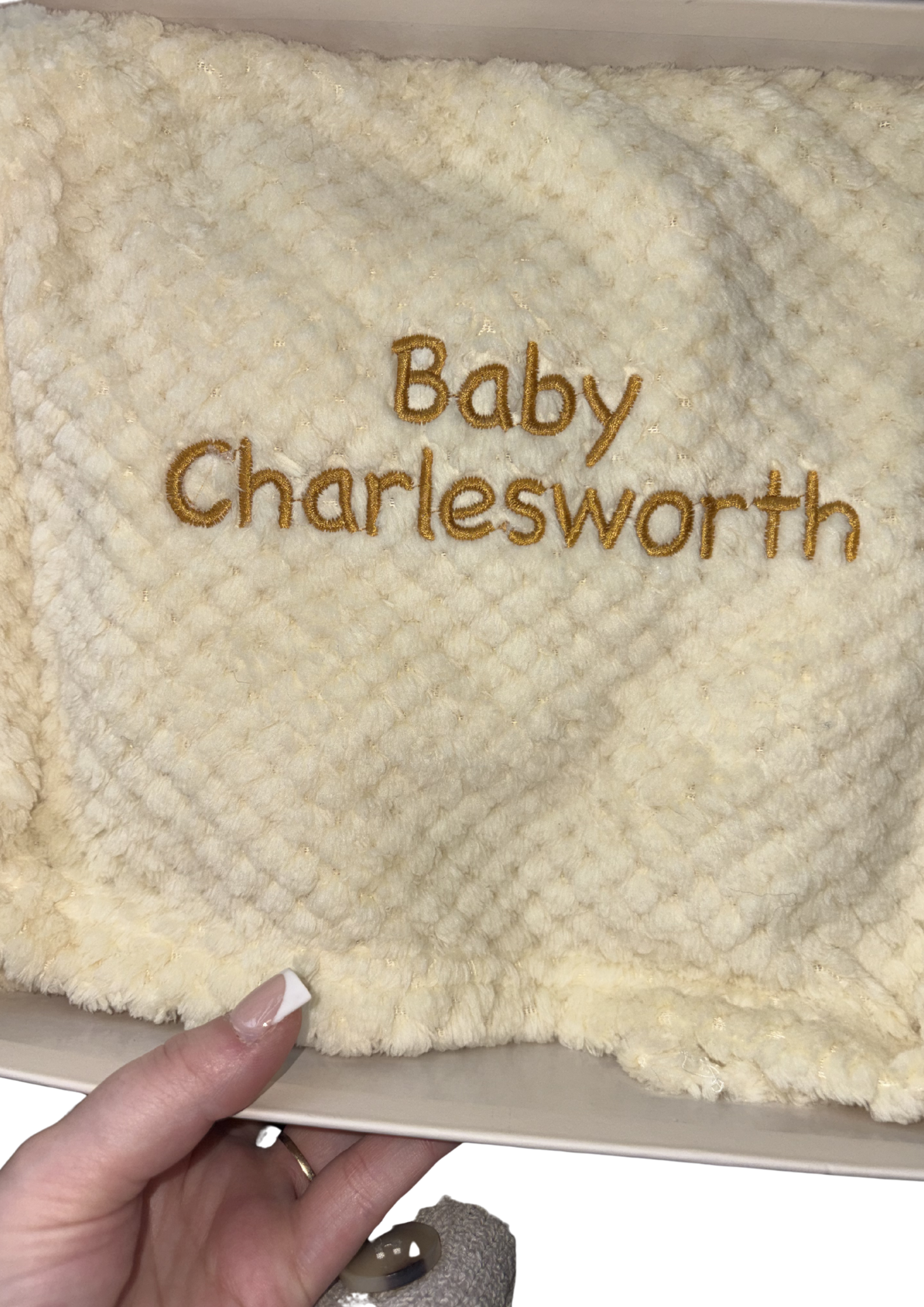 Yellow or Blue Soft Baby Waffle Blanket Personalised with Any Text