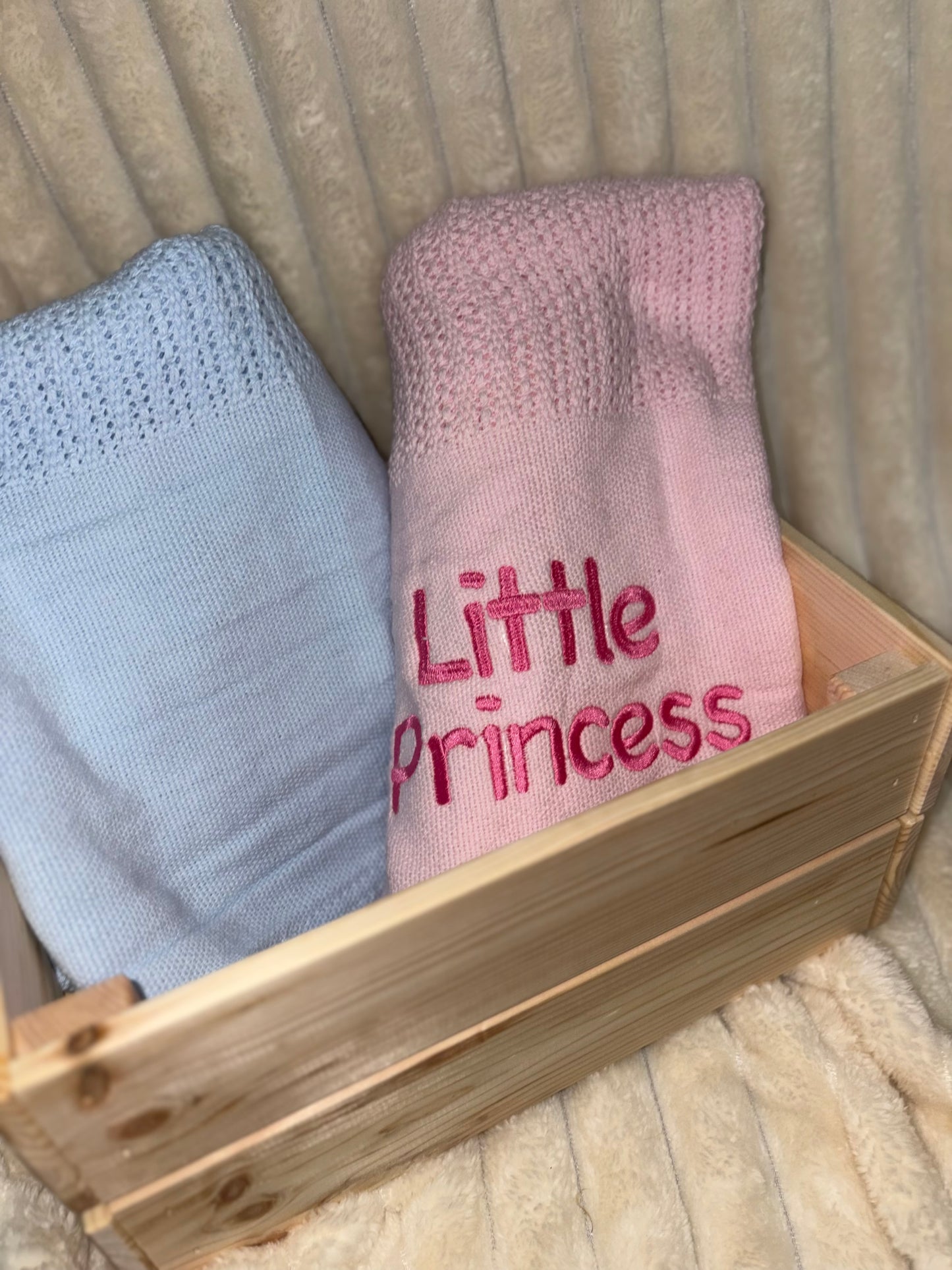 Soft Cellular Blanket- Embroidered with Baby's Name or Message