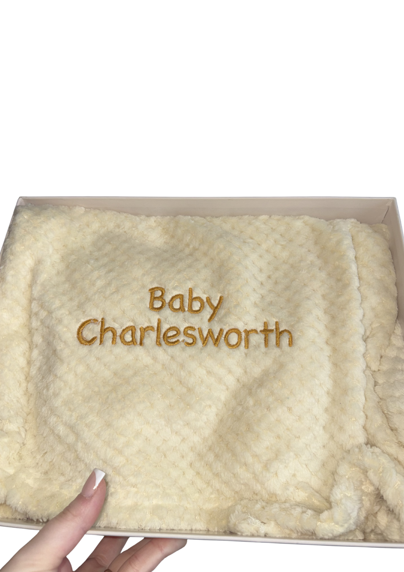 Yellow or Blue Soft Baby Waffle Blanket Personalised with Any Text