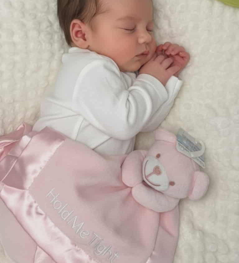 Custom Teddy Baby Comforter – Embroidered Security Blanket with Name or Message.