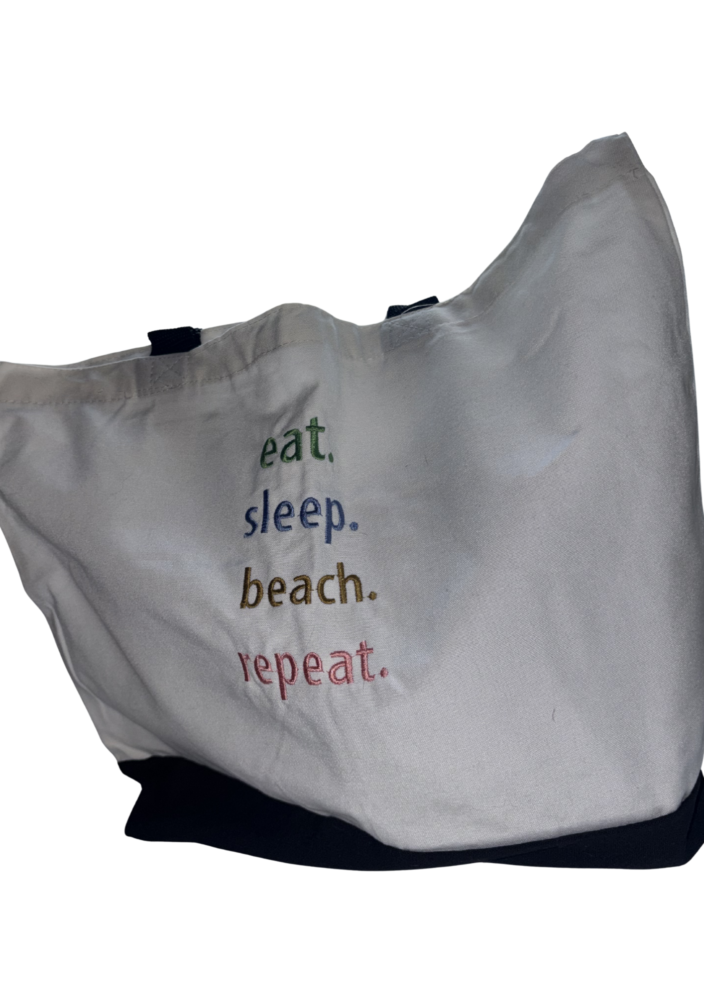 Eat, Sleep Beach, Repeat, Rainbow Tote Bag | Summer Vacation Accessory | Cute Beach Canvas Bag |  Two-Tone Beach Bag