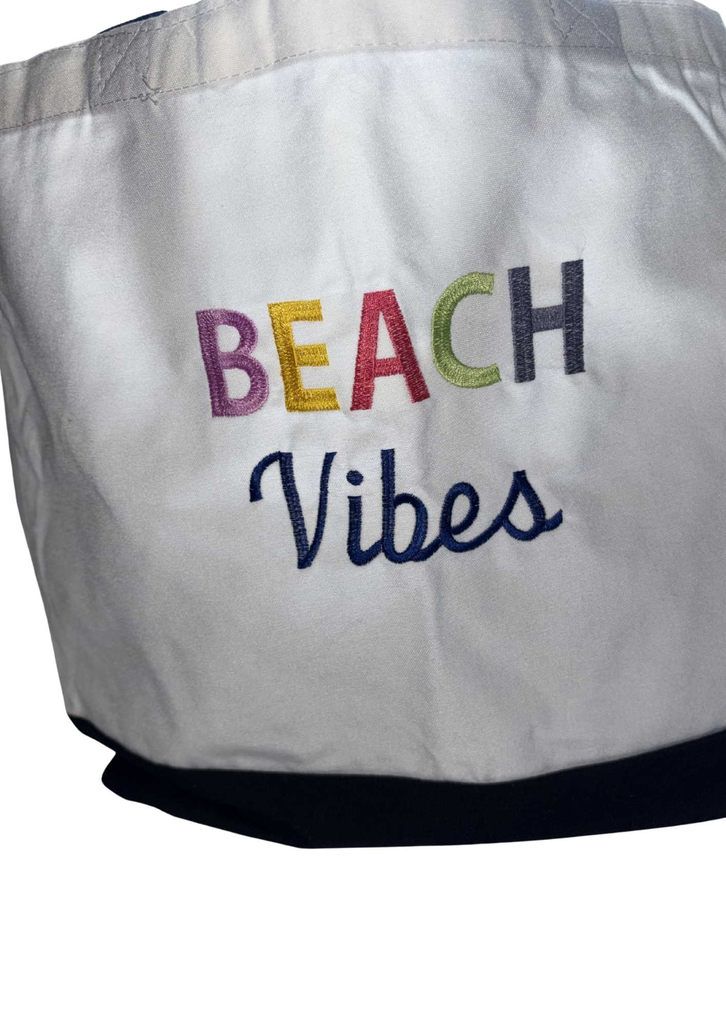 Beach Vibes Rainbow Tote Bag | Summer Vacation Accessory | Cute Beach Canvas Bag |  Two-Tone Beach Bag