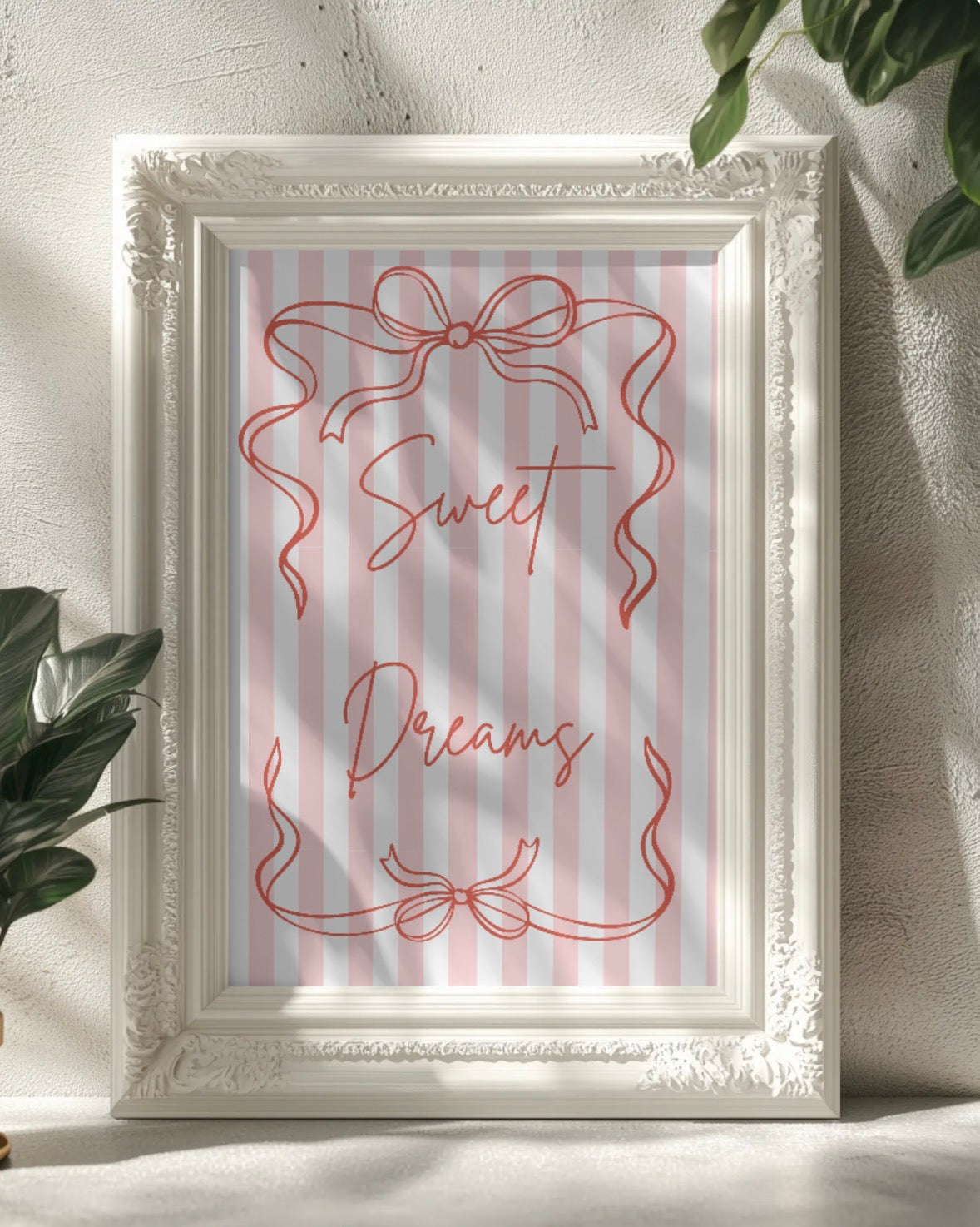 Sweet Dreams Wall Art Printable | Pink Bedroom Print | Girly Home Decor | Digital Download A4 and A5