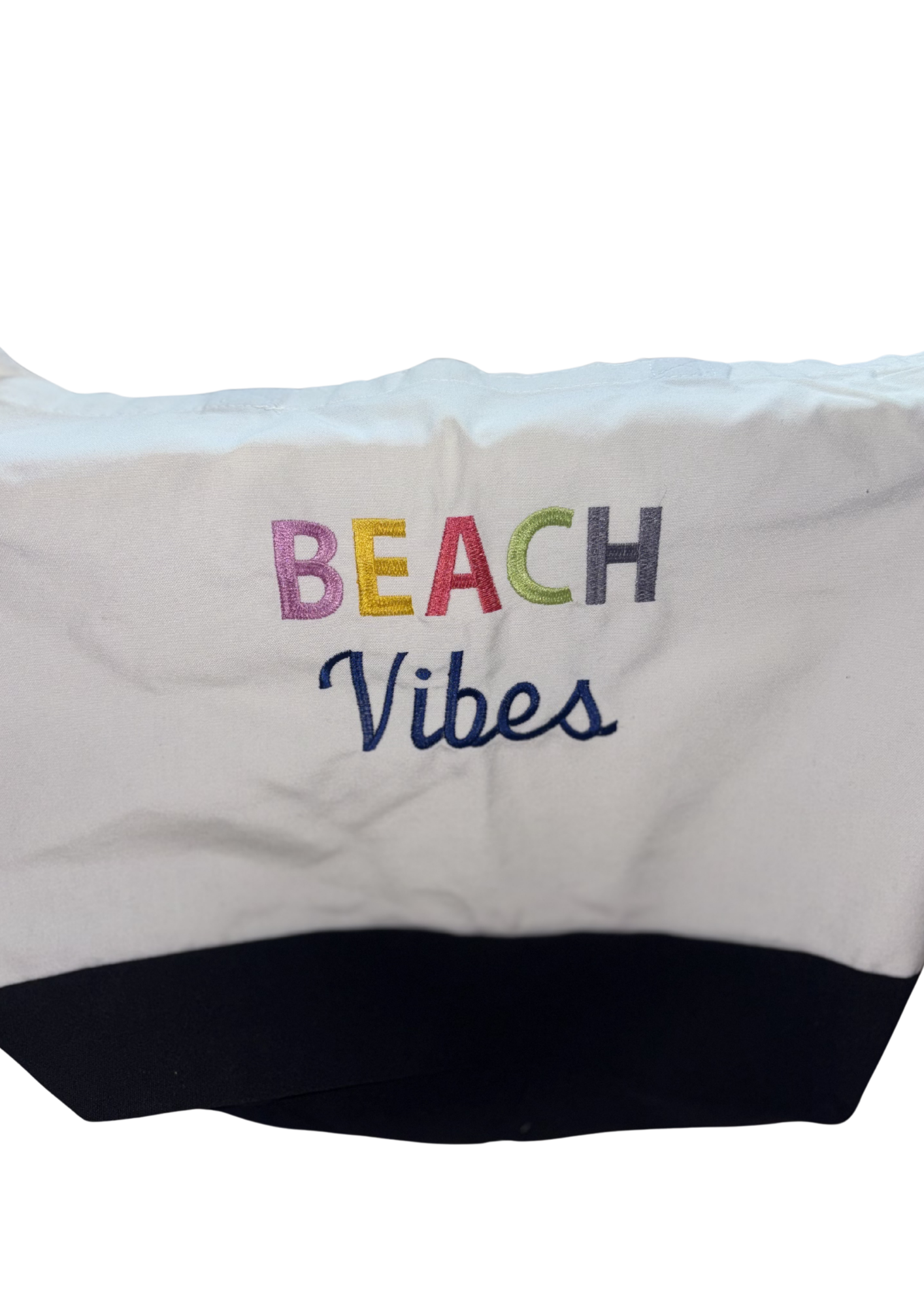 Beach Vibes Rainbow Tote Bag | Summer Vacation Accessory | Cute Beach Canvas Bag |  Two-Tone Beach Bag
