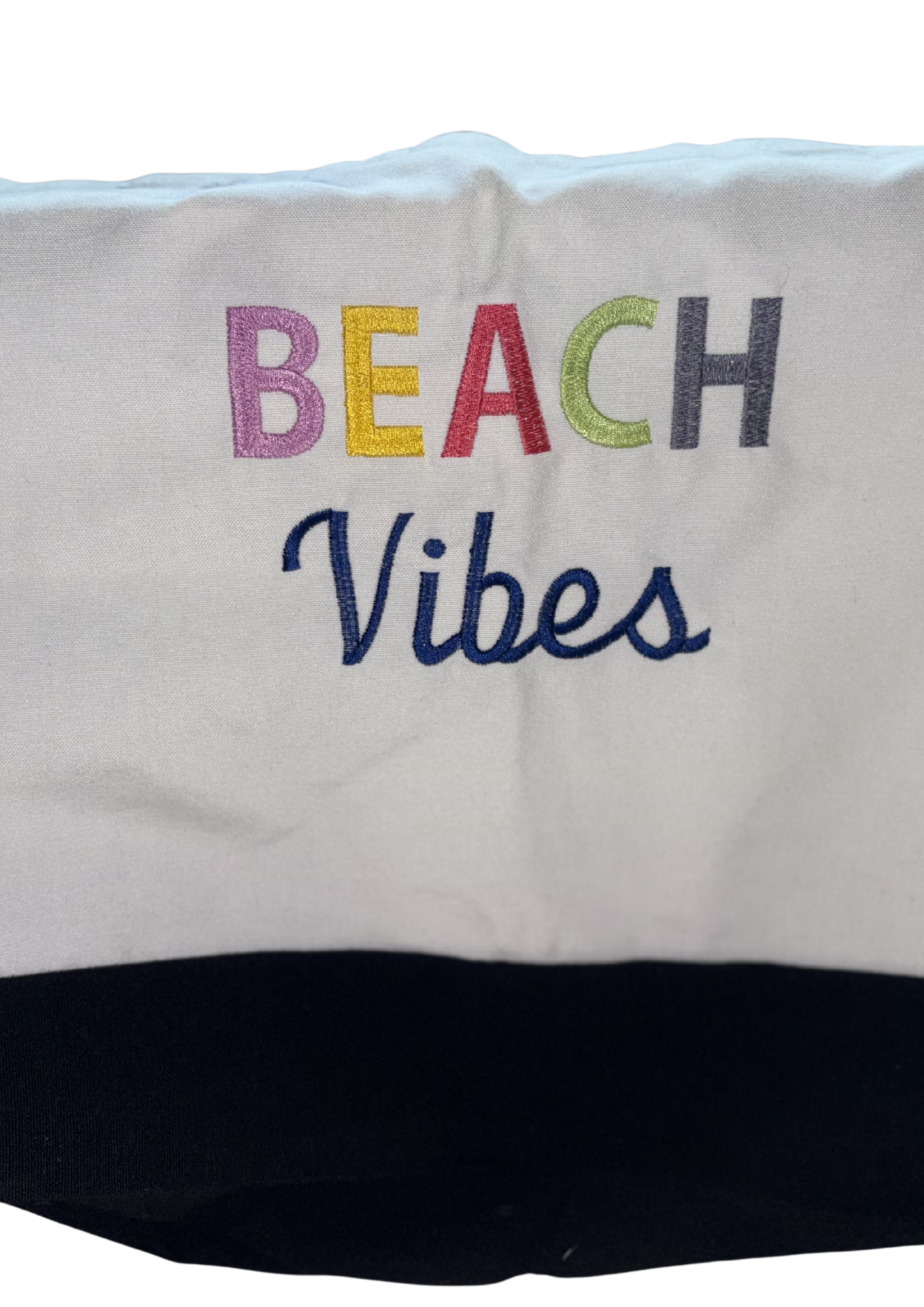 Beach Vibes Rainbow Tote Bag | Summer Vacation Accessory | Cute Beach Canvas Bag |  Two-Tone Beach Bag