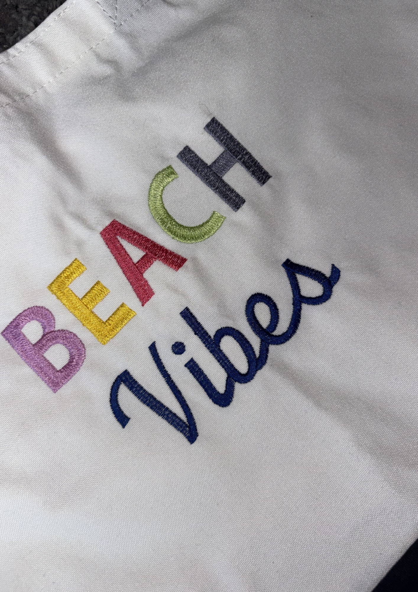 Beach Vibes Rainbow Tote Bag | Summer Vacation Accessory | Cute Beach Canvas Bag |  Two-Tone Beach Bag