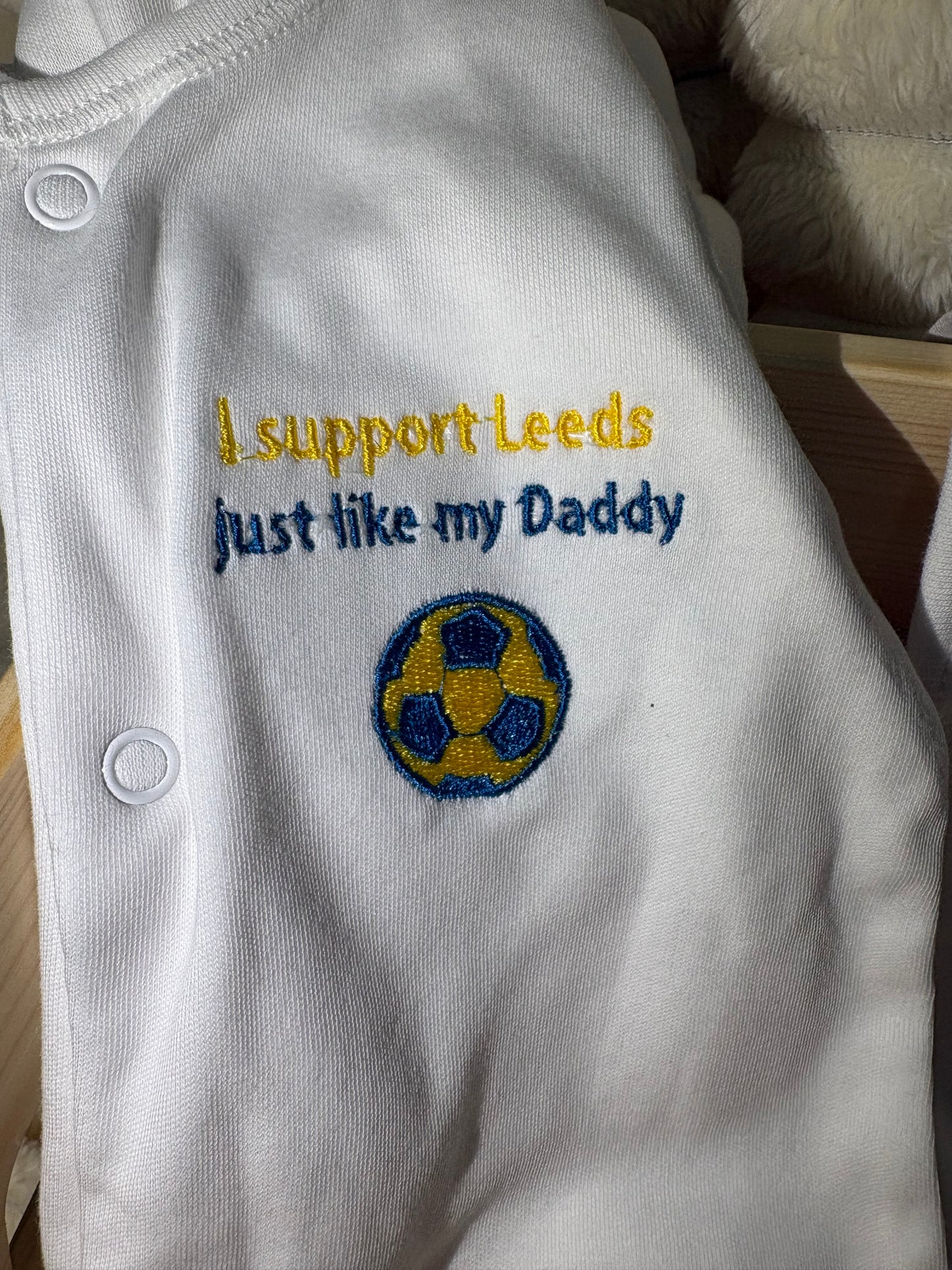 Leeds United Baby Grow and Bib Set