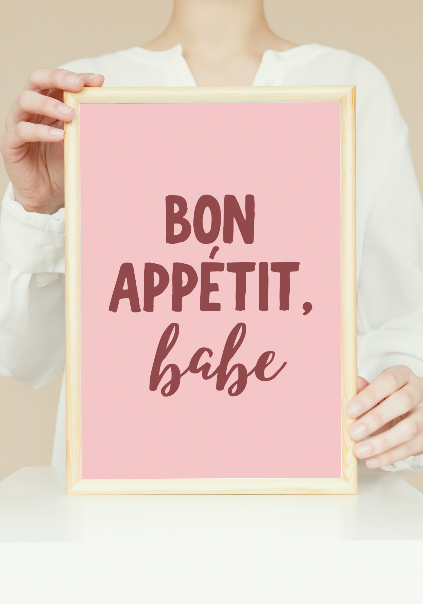 Bon Appetit Babe Wall Art Printable | Pink Kitchen Print | Girly Home Decor | Digital Download A4 and A5