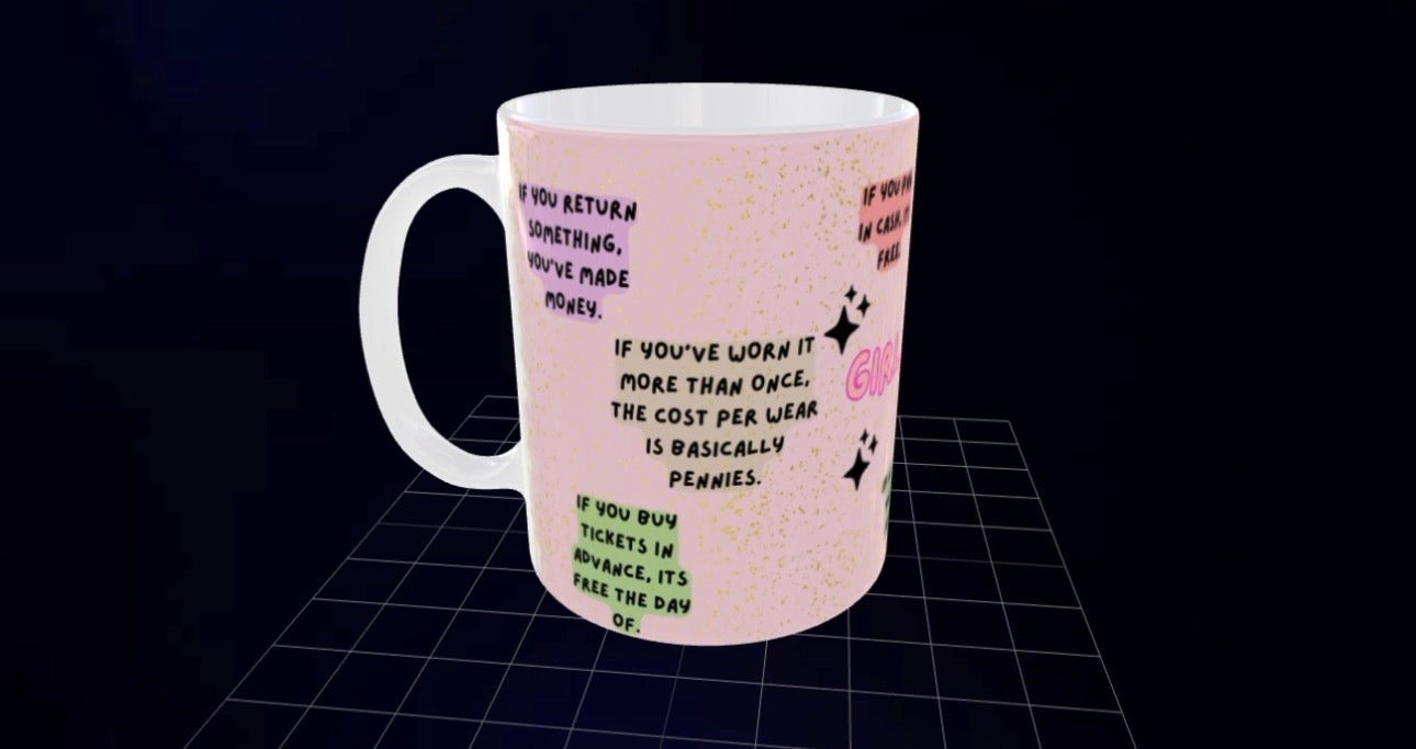 Girl Math Mug - Funny Pink Coffee Cup - Viral Trend Humour Mug - Gift for Best Friend - Wrap Around Design Mug