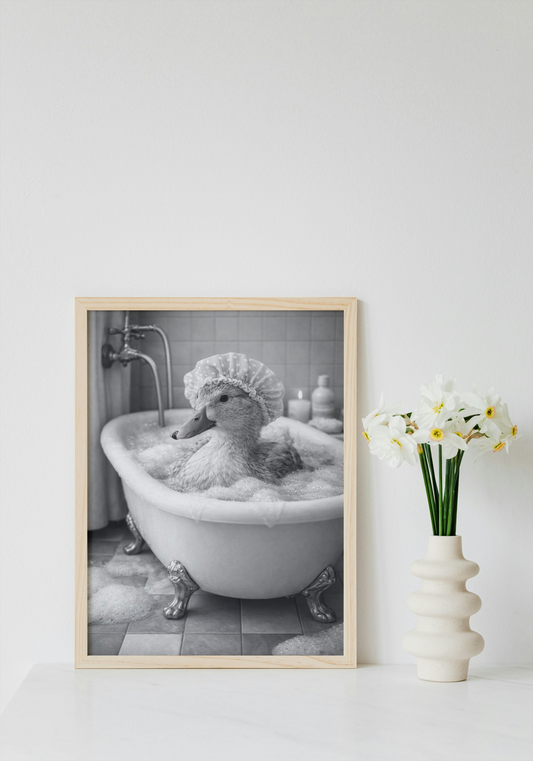 Duck Taking Bubble Bath Wall Art Printable | Cute Print | Bathroom Home Decor | Digital Download A4 and A5