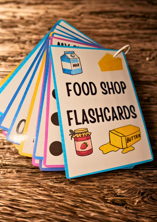 Food Shop Flash Cards for Kids | Pretend Play Grocery Cards | Toddler Learning & Role Play | Early Learning Toy | 32 Flashcards