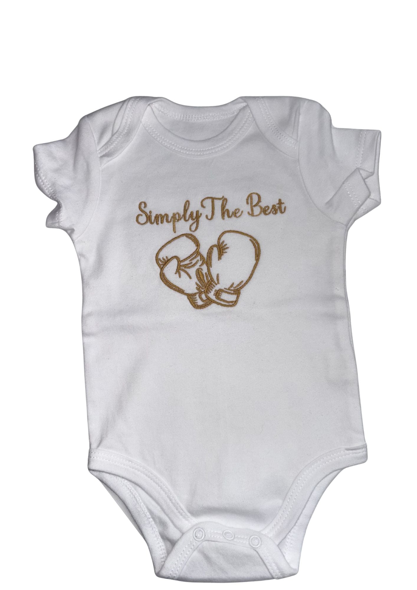 Custom Boxing Fan Baby Gift Set - Personalised Name or "Simply The Best" Embroidered Bib, Vest & Sleepsuit - Handmade Baby Clothes for Little Champions