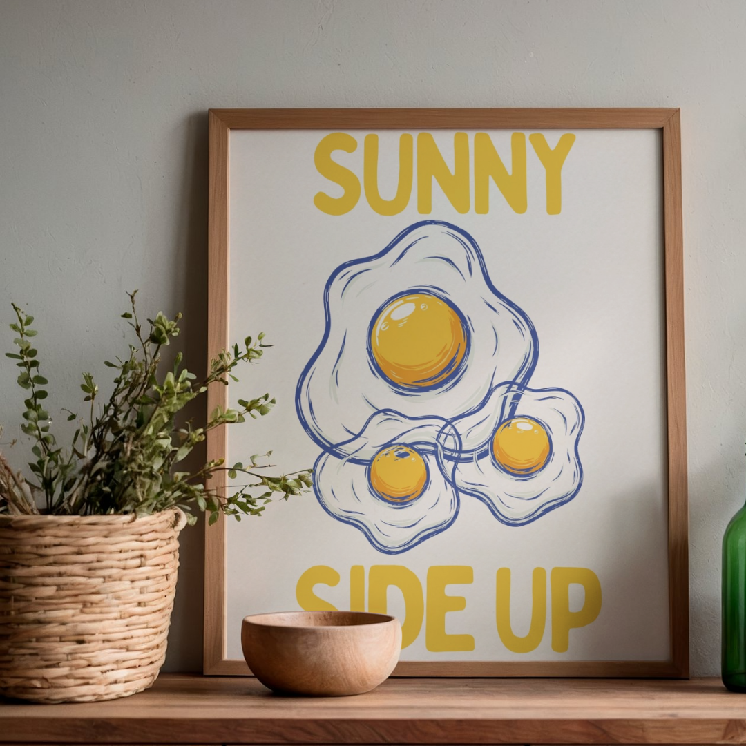 Sunny Side Up Wall Art Printable | Breakfast Food Print | Home Decor | Digital Download A4 and A5