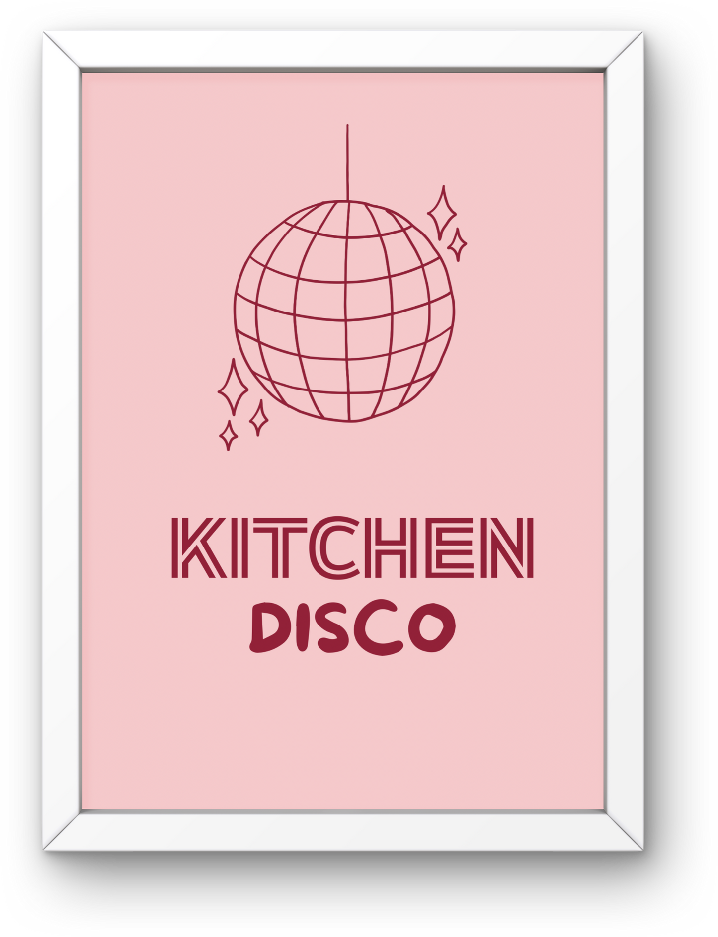 Kitchen Disco Wall Art Printable | Pink Kitchen Print | Girly Home Decor | Digital Download A4 and A5