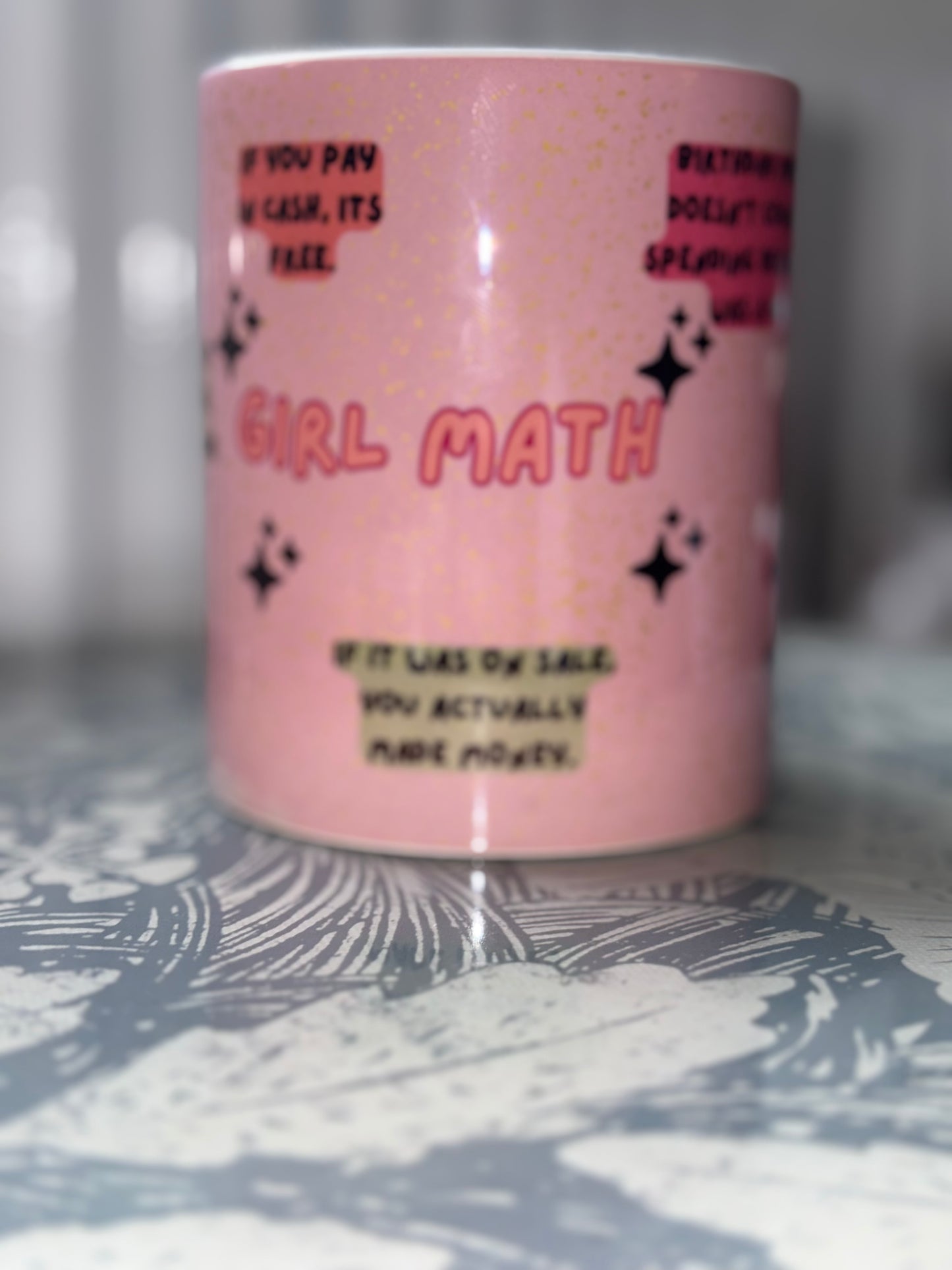 Girl Math Mug - Funny Pink Coffee Cup - Viral Trend Humour Mug - Gift for Best Friend - Wrap Around Design Mug