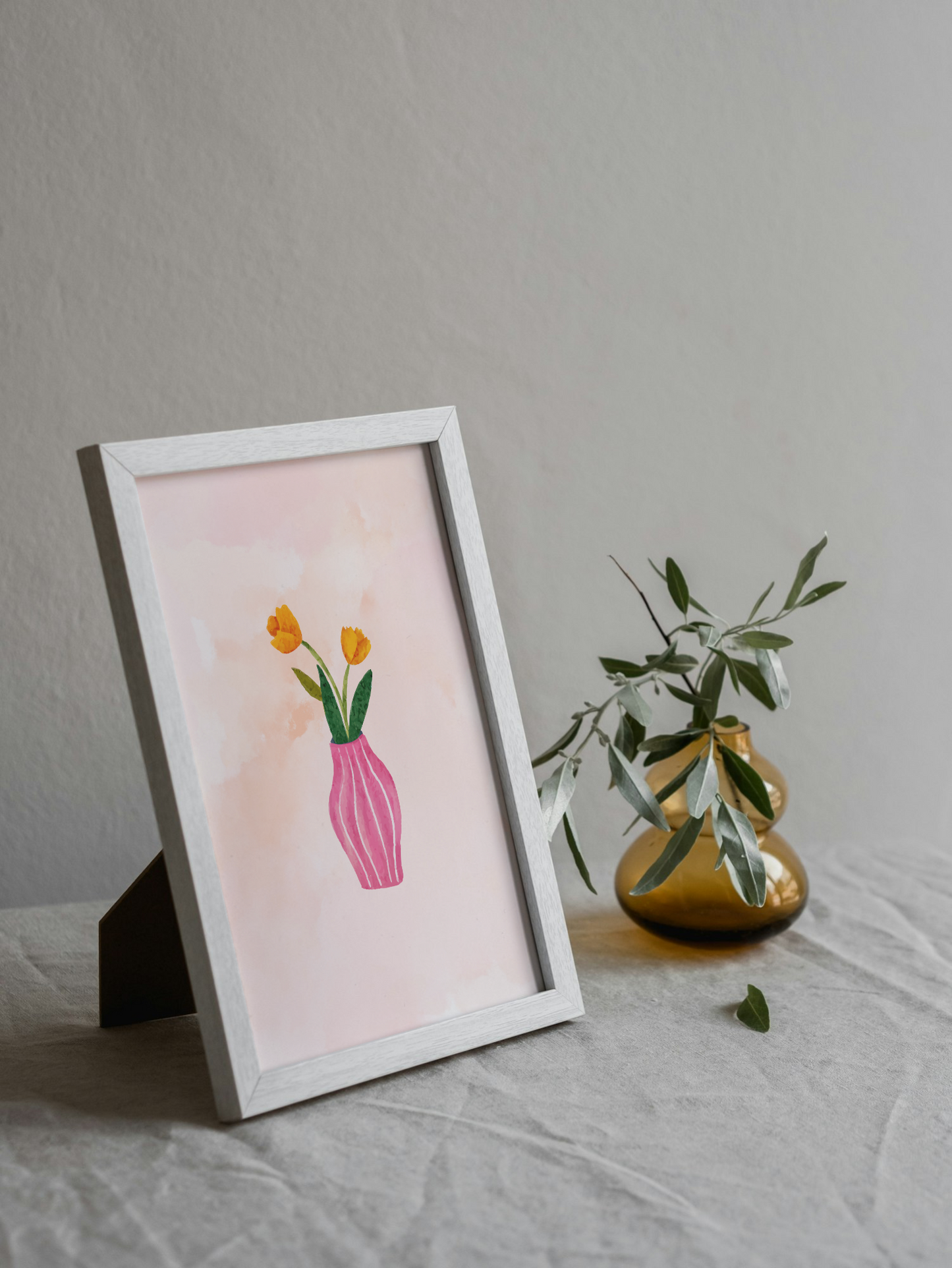 Vase with Flowers Wall Art Printable | Pink Bedroom Living Room Hall Way Print | Girly Home Decor | Digital Download A4 and A5