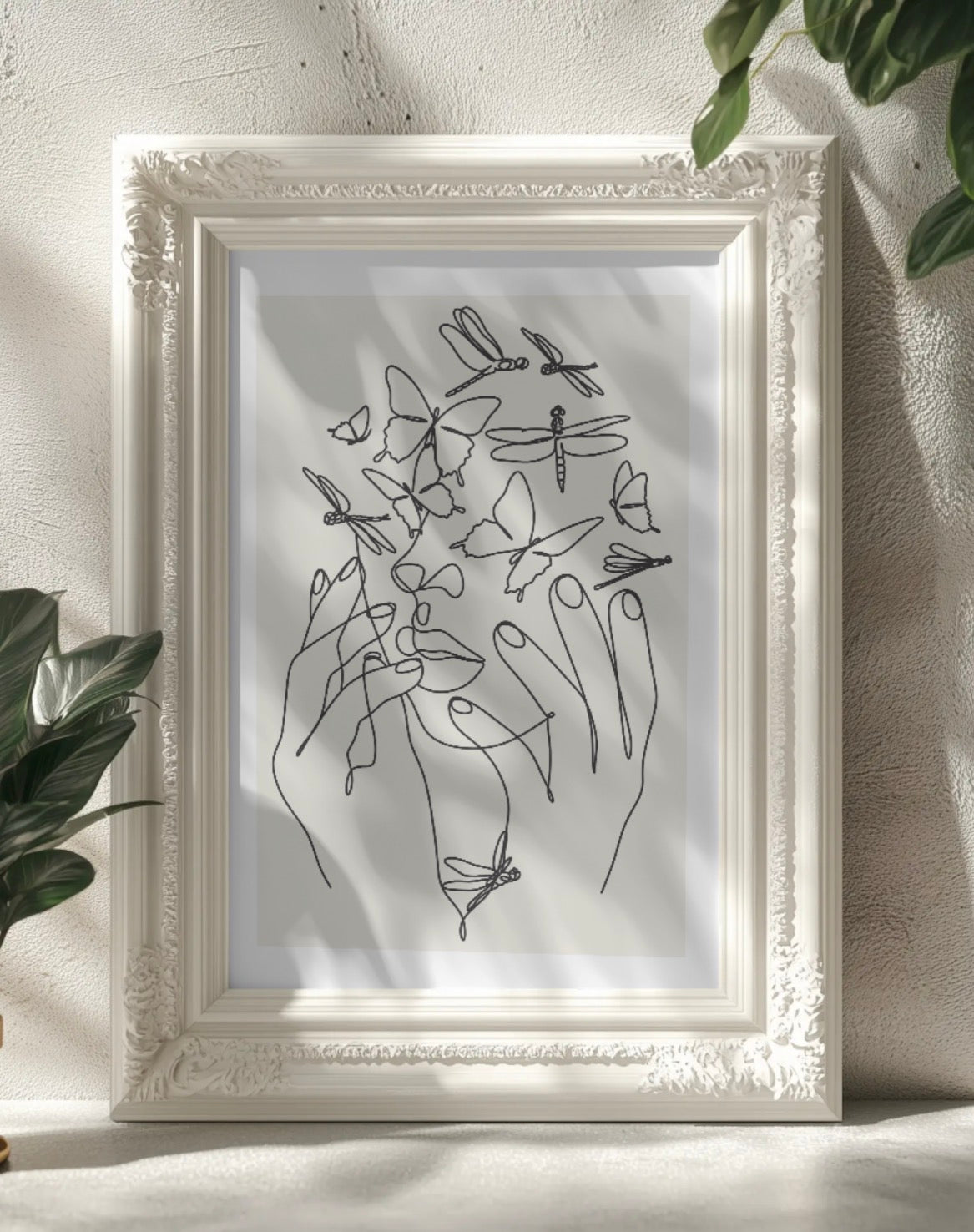Fine Line Face Outline Butterflies Wall Art Printable | Girly Wall Art | Girly Home Decor | Digital Download A4 and A5