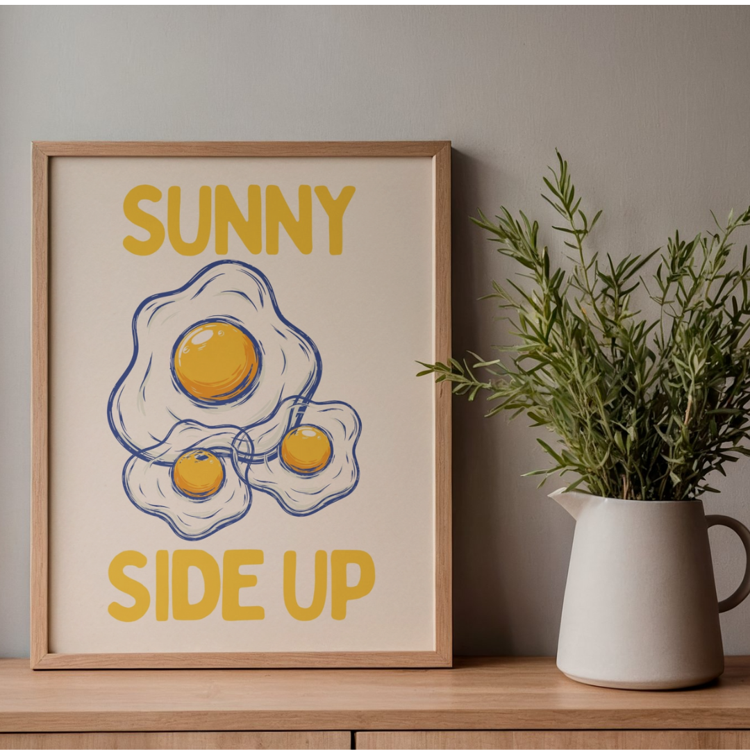 Sunny Side Up Wall Art Printable | Breakfast Food Print | Home Decor | Digital Download A4 and A5