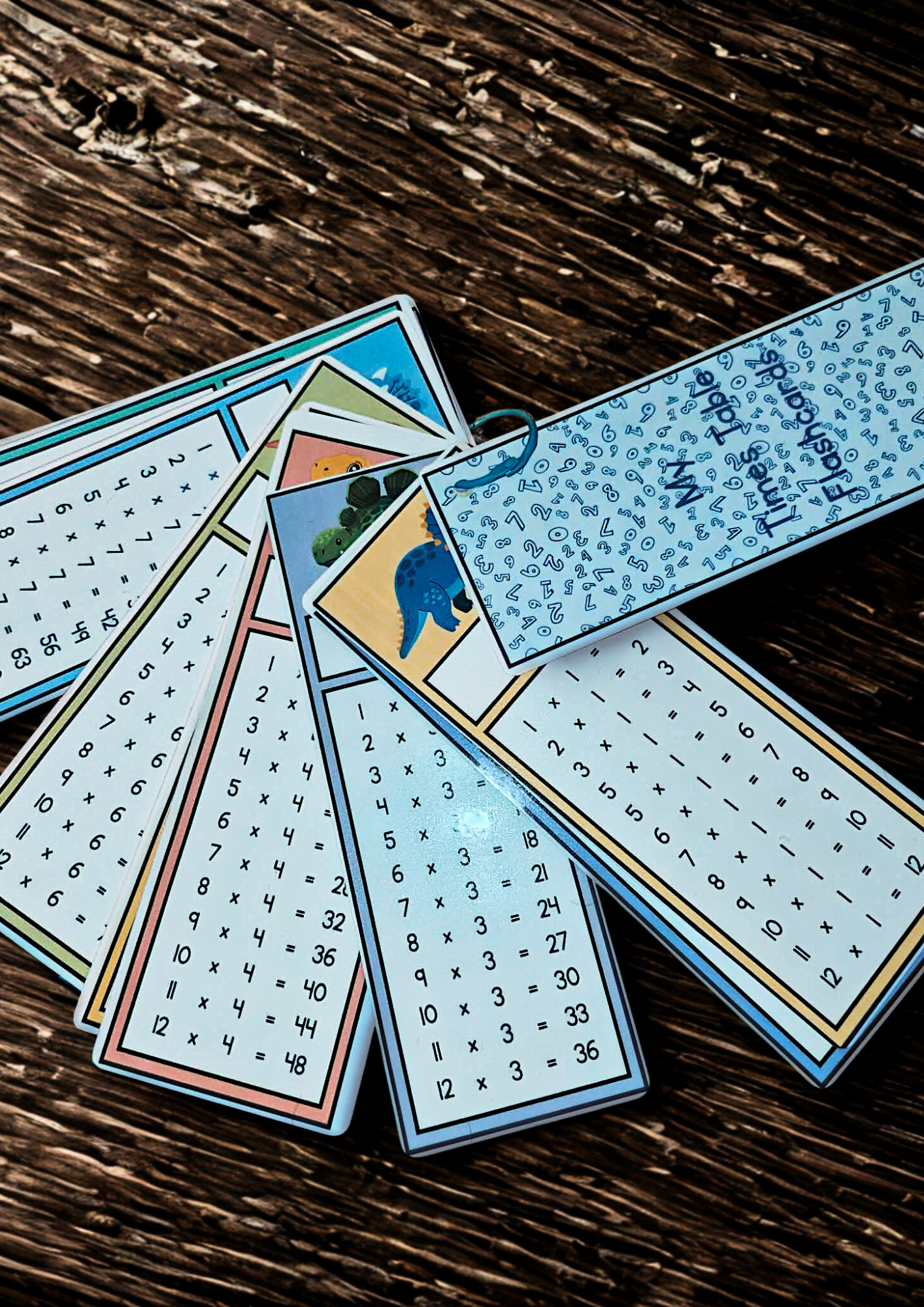 Times Tables Bookmark Flashcards | Unicorn or Dinosaur Multiplication Cards for Kids | Clip-Bound Maths Revision Aid | Primary School Learn