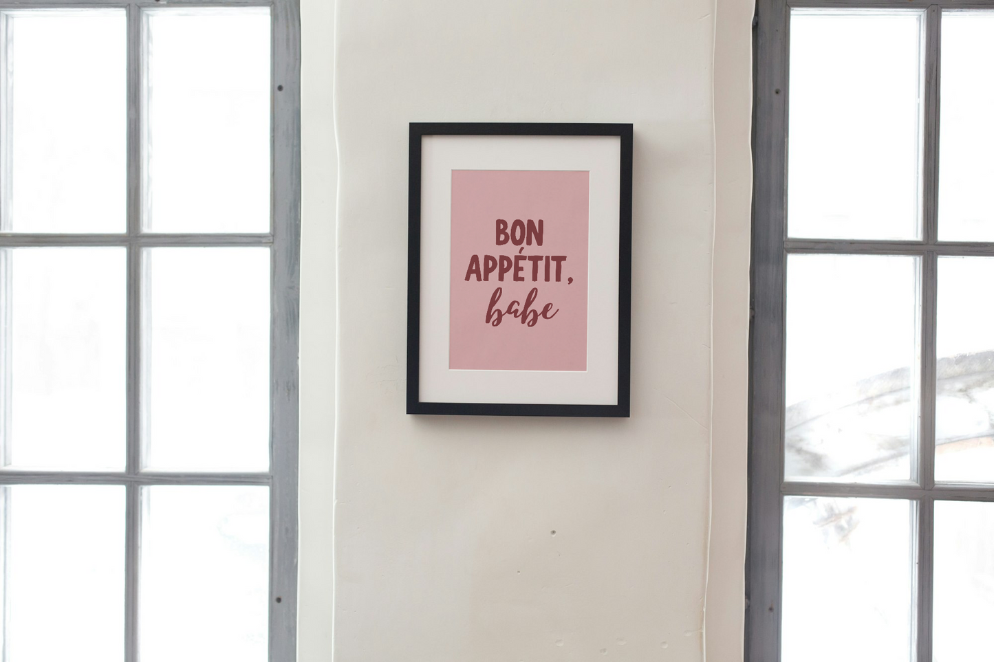 Bon Appetit Babe Wall Art Printable | Pink Kitchen Print | Girly Home Decor | Digital Download A4 and A5