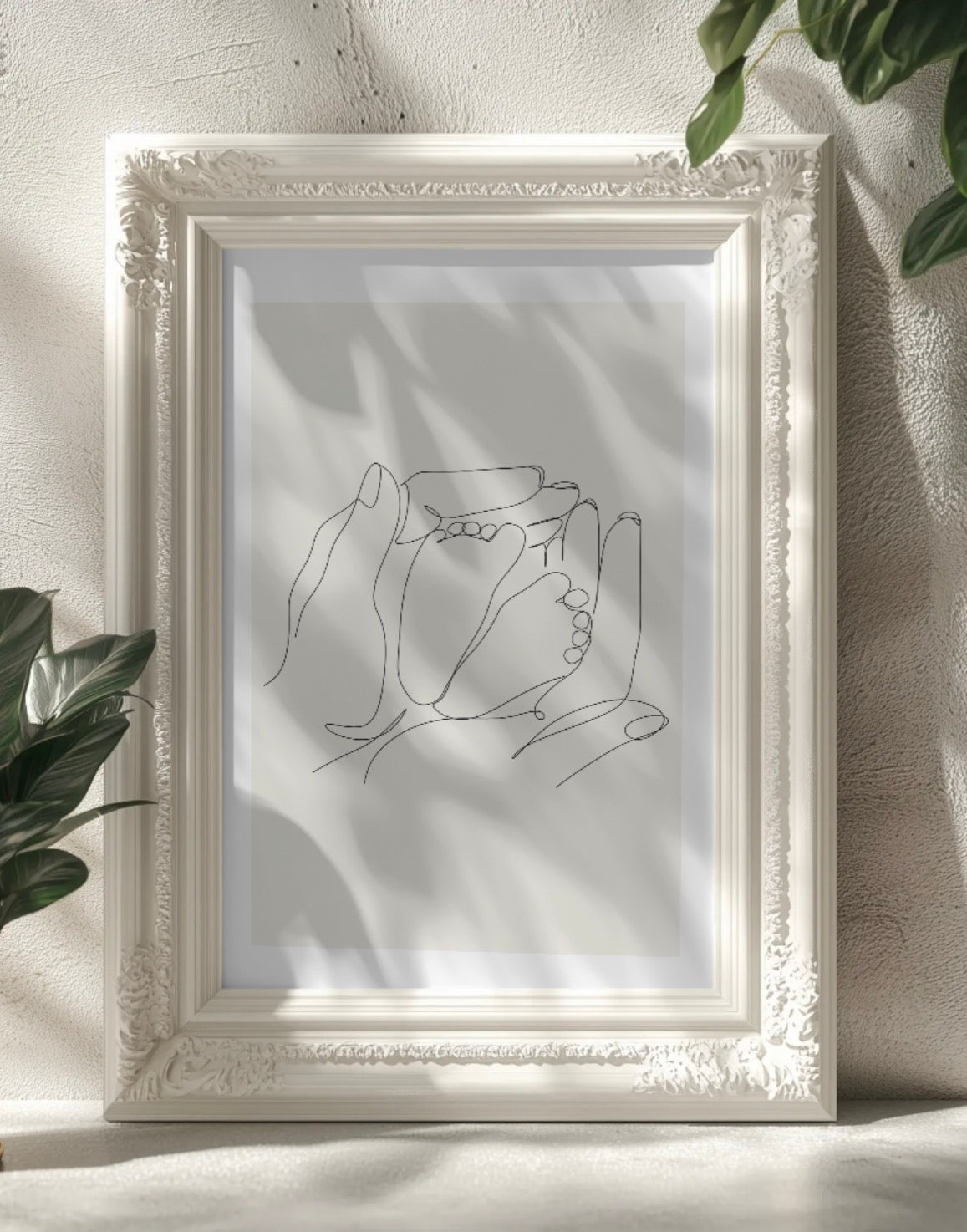 Fine Line Parent-Child Feet Wall Art Printable | Cute Wall Art | Parent Child New Baby Home Decor | Digital Download A4 and A5