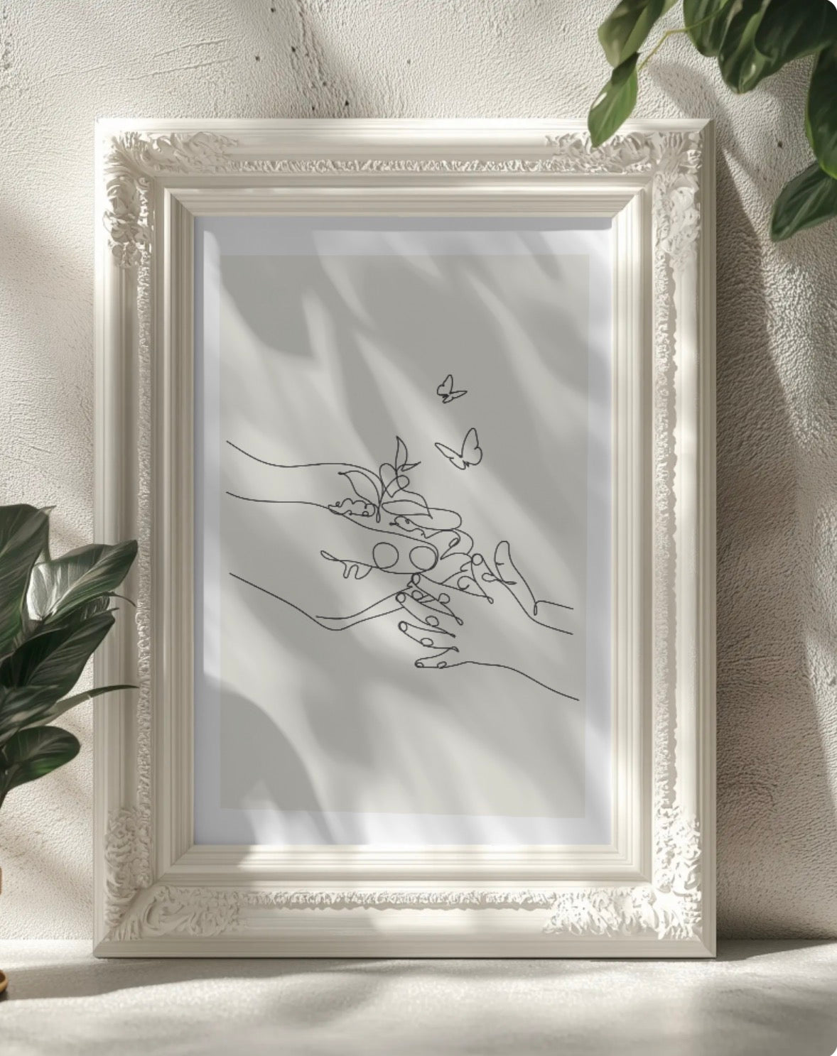 Fine Line Parent-Child Butterfly Hands Wall Art Printable | Cute Wall Art | Parent Child New Baby Home Decor | Digital Download A4 and A5