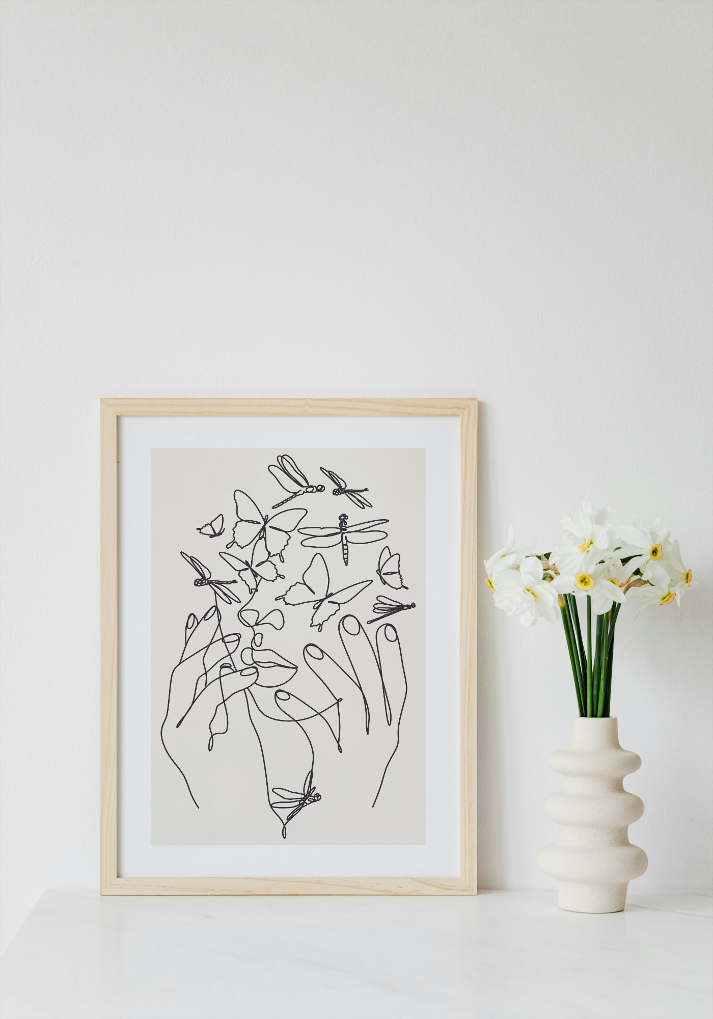 Fine Line Face Outline Butterflies Wall Art Printable | Girly Wall Art | Girly Home Decor | Digital Download A4 and A5