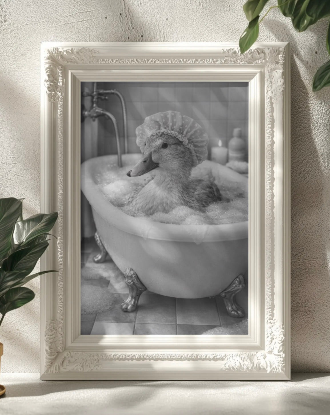 Duck Taking Bubble Bath Wall Art Printable | Cute Print | Bathroom Home Decor | Digital Download A4 and A5