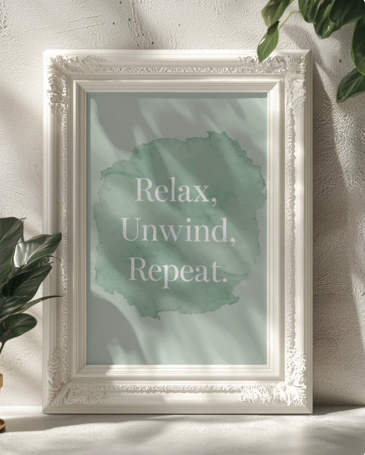 Relax, Unwind Repeat Watercolour Wall Art Printable | Cute Print | Home Decor | Digital Download A4 and A5