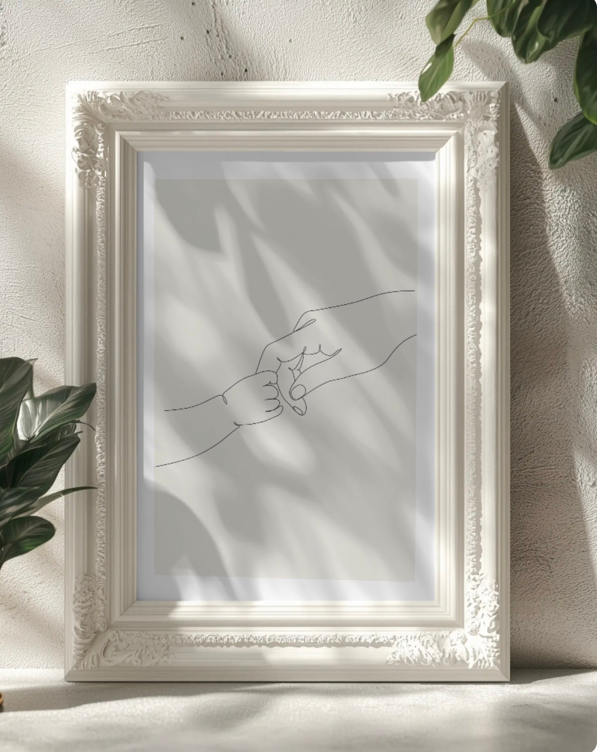 Fine Line Parent-Child Hands Reaching Wall Art Printable | Cute Wall Art | Parent Child New Baby Home Decor | Digital Download A4 and A5