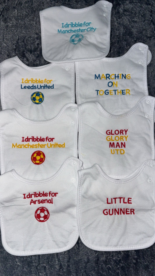 Embroidered Football Fan Baby Bibs, Team Designs