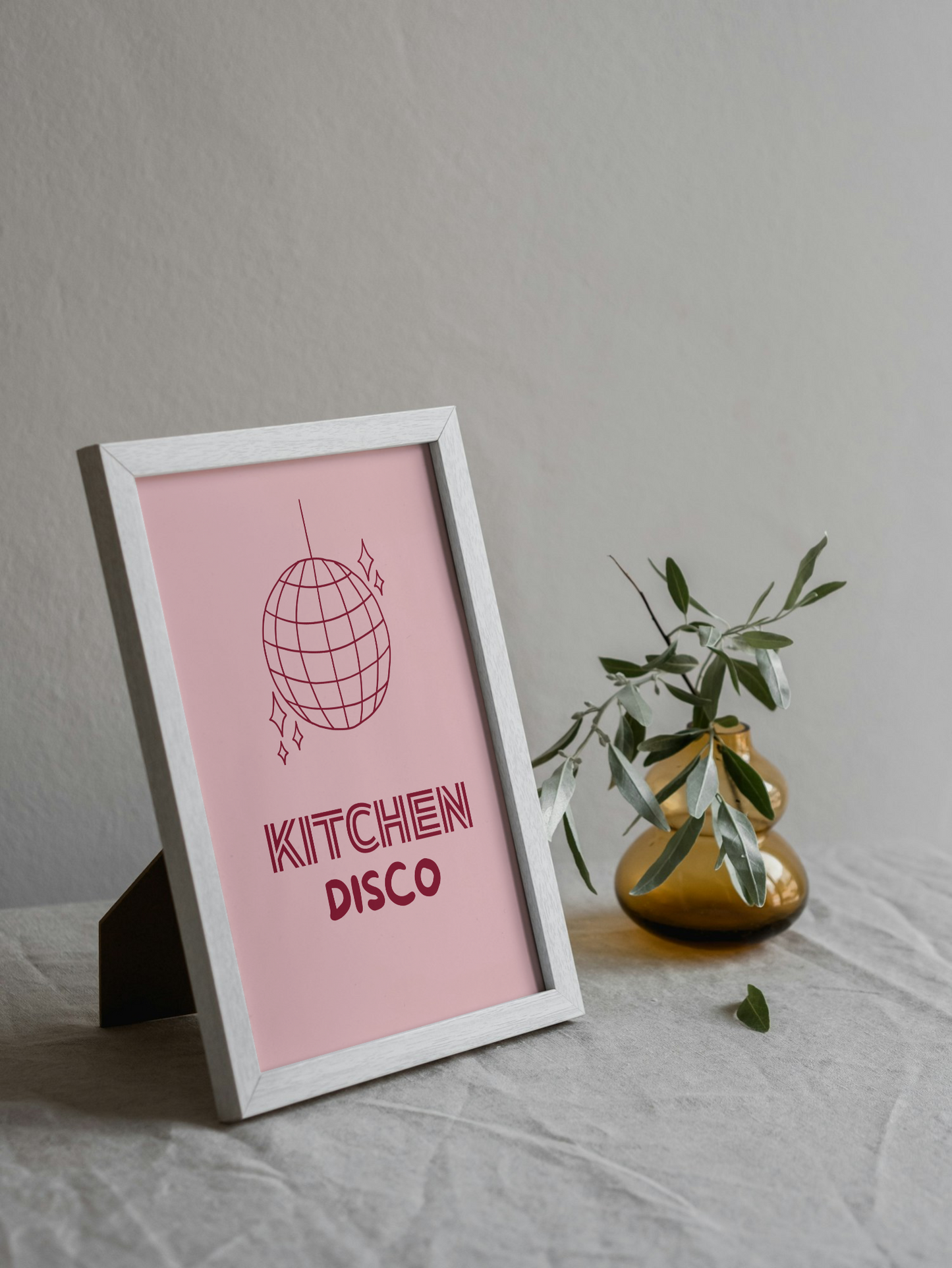 Kitchen Disco Wall Art Printable | Pink Kitchen Print | Girly Home Decor | Digital Download A4 and A5