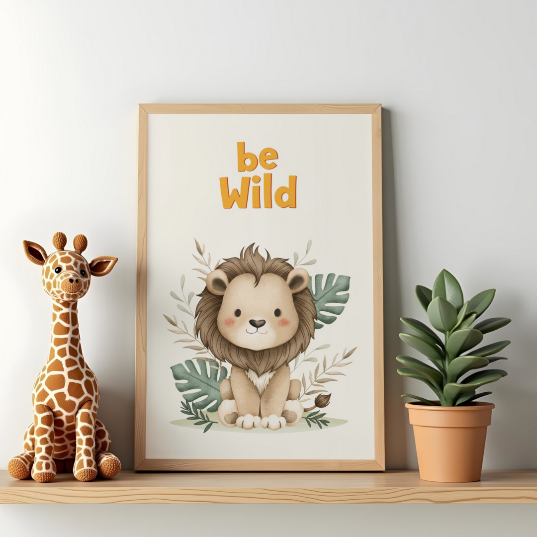 Be Wild Safari  Wall Art Printable | Kids Bedroom Baby Nursery Print | Home Decor | Digital Download A4 and A5